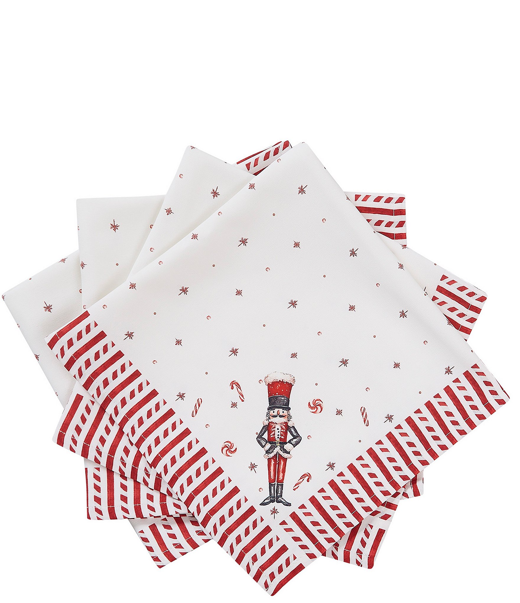 Avanti Holiday Nutcracker Candy Collection Set of 4 Napkin Set