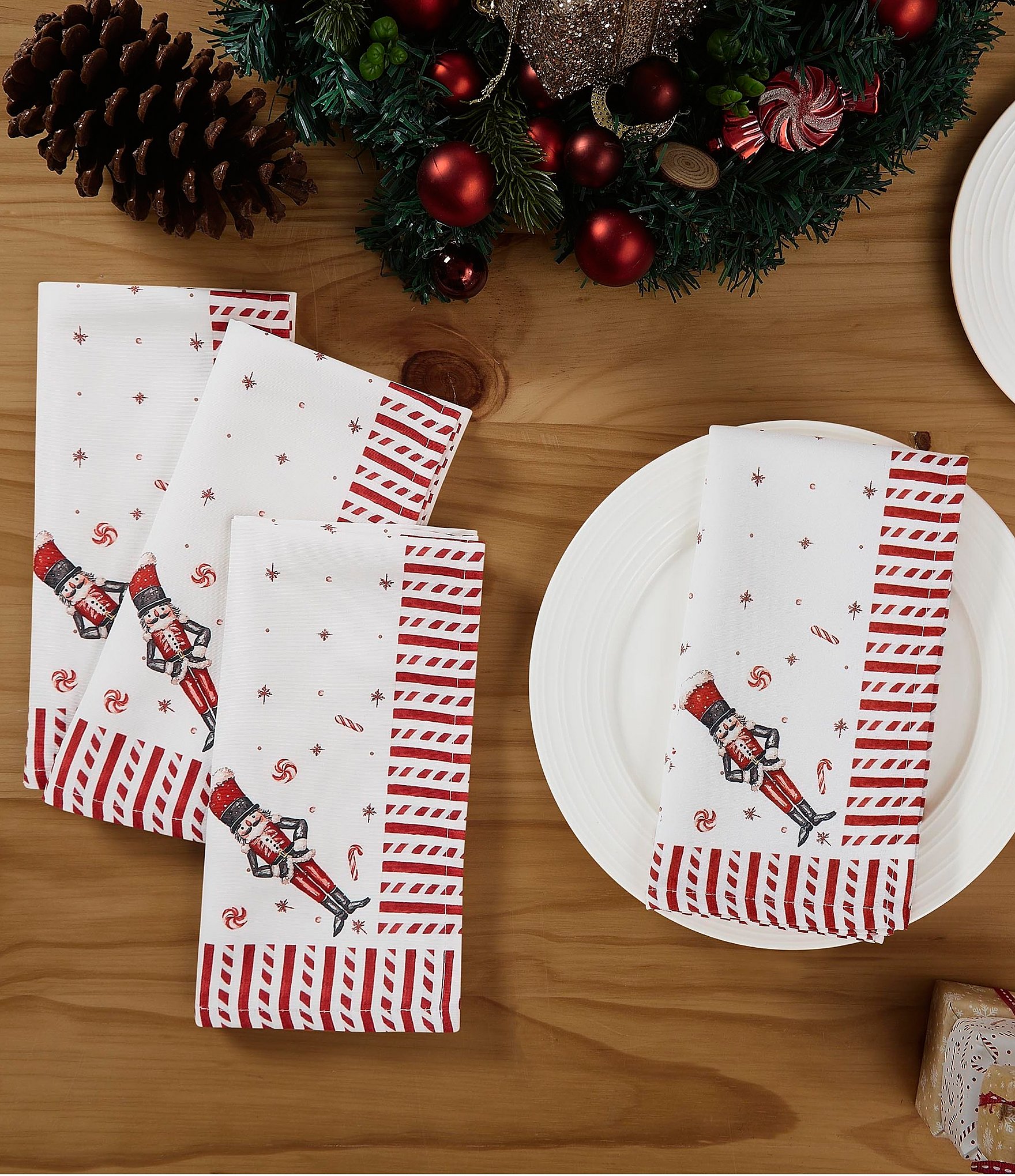Avanti Holiday Nutcracker Candy Collection Set of 4 Napkin Set