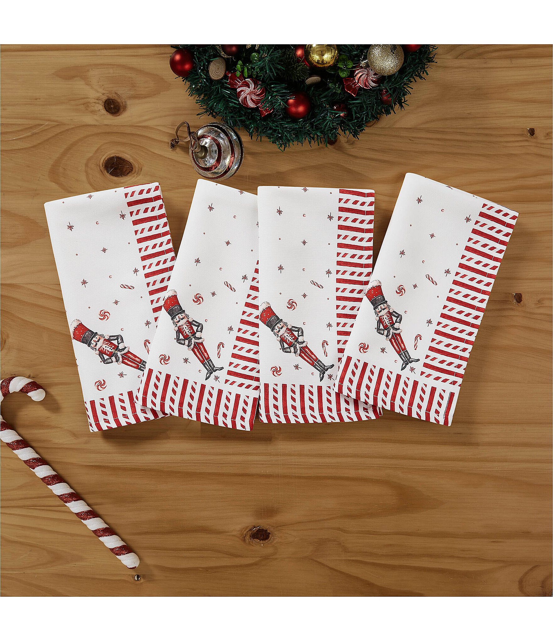 Avanti Holiday Nutcracker Candy Collection Set of 4 Napkin Set