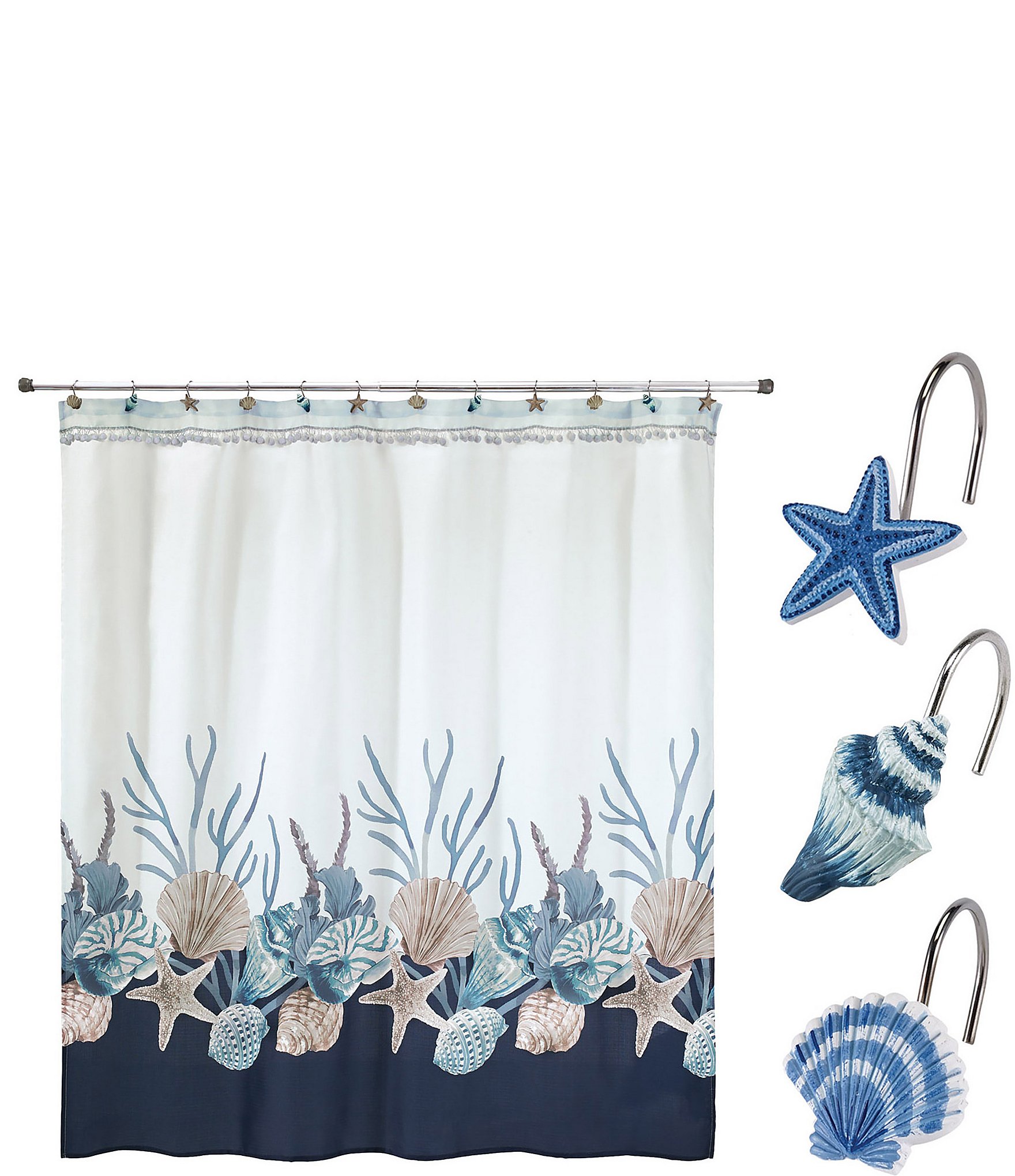 Avanti Linens 13-Piece Blue Lagoon Shower Curtain and Hook Set - Multi