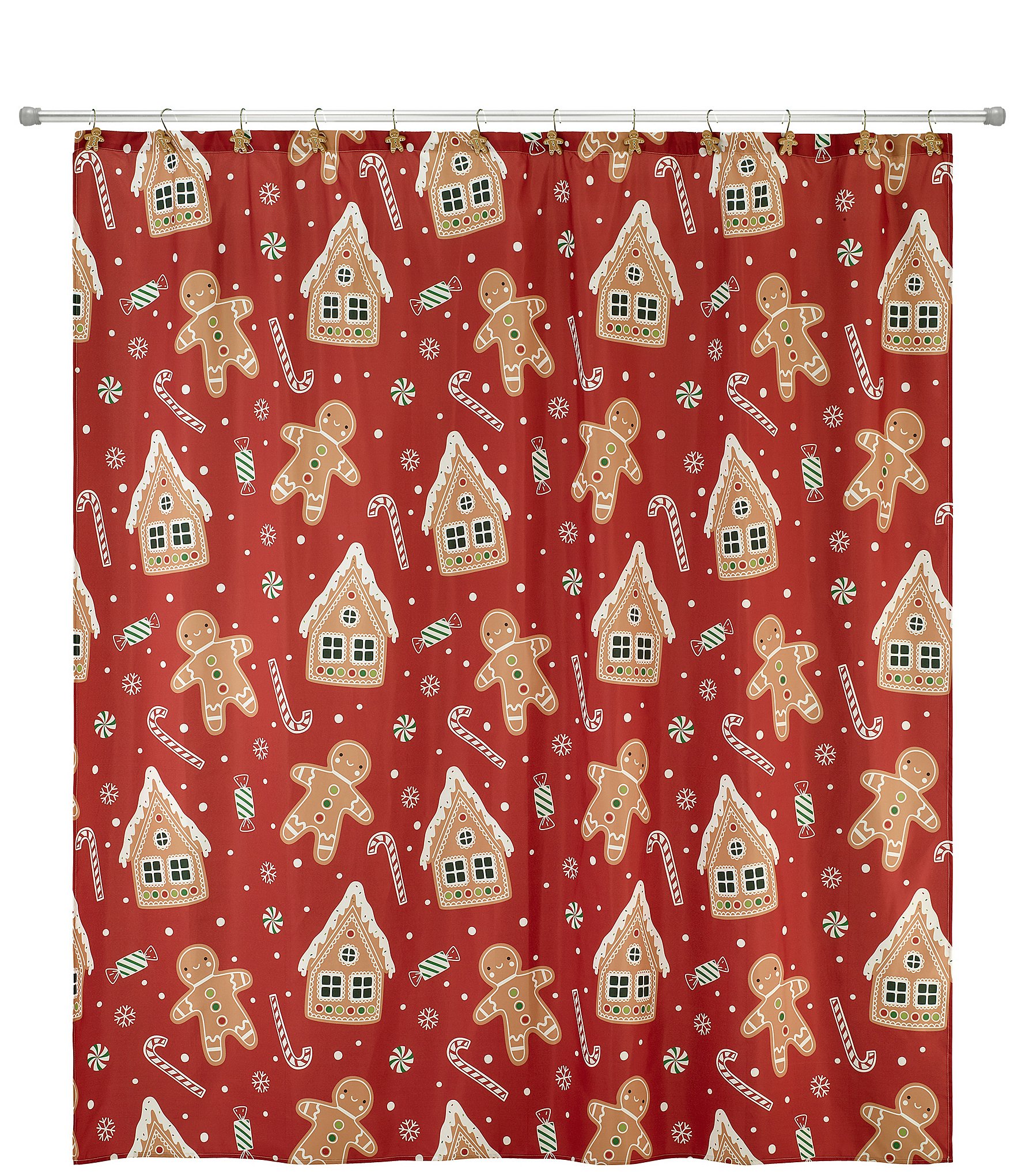 Avanti Linens Gingerbread Man Decorative Holiday Shower Curtain