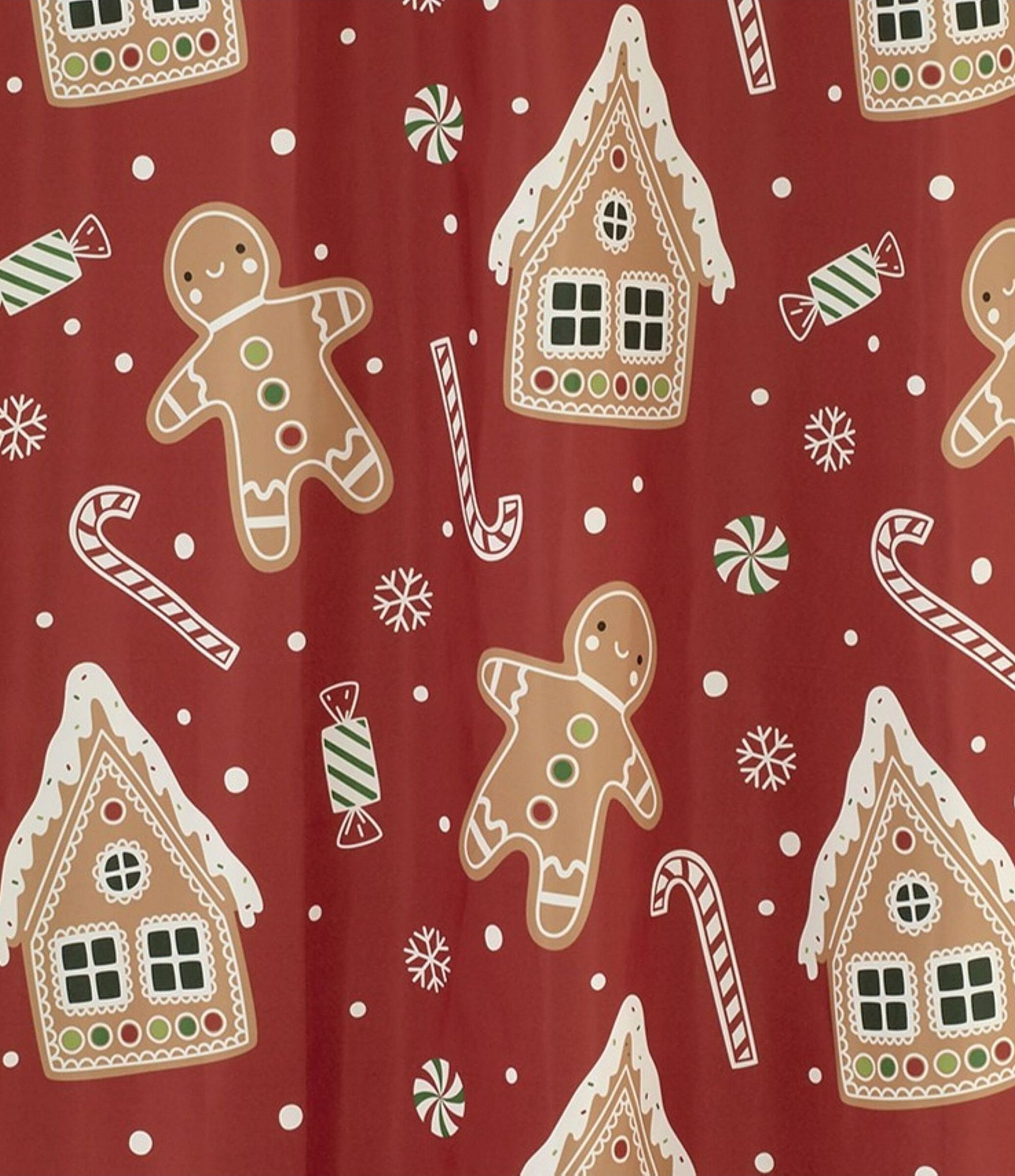 Avanti Linens Gingerbread Man Decorative Holiday Shower Curtain