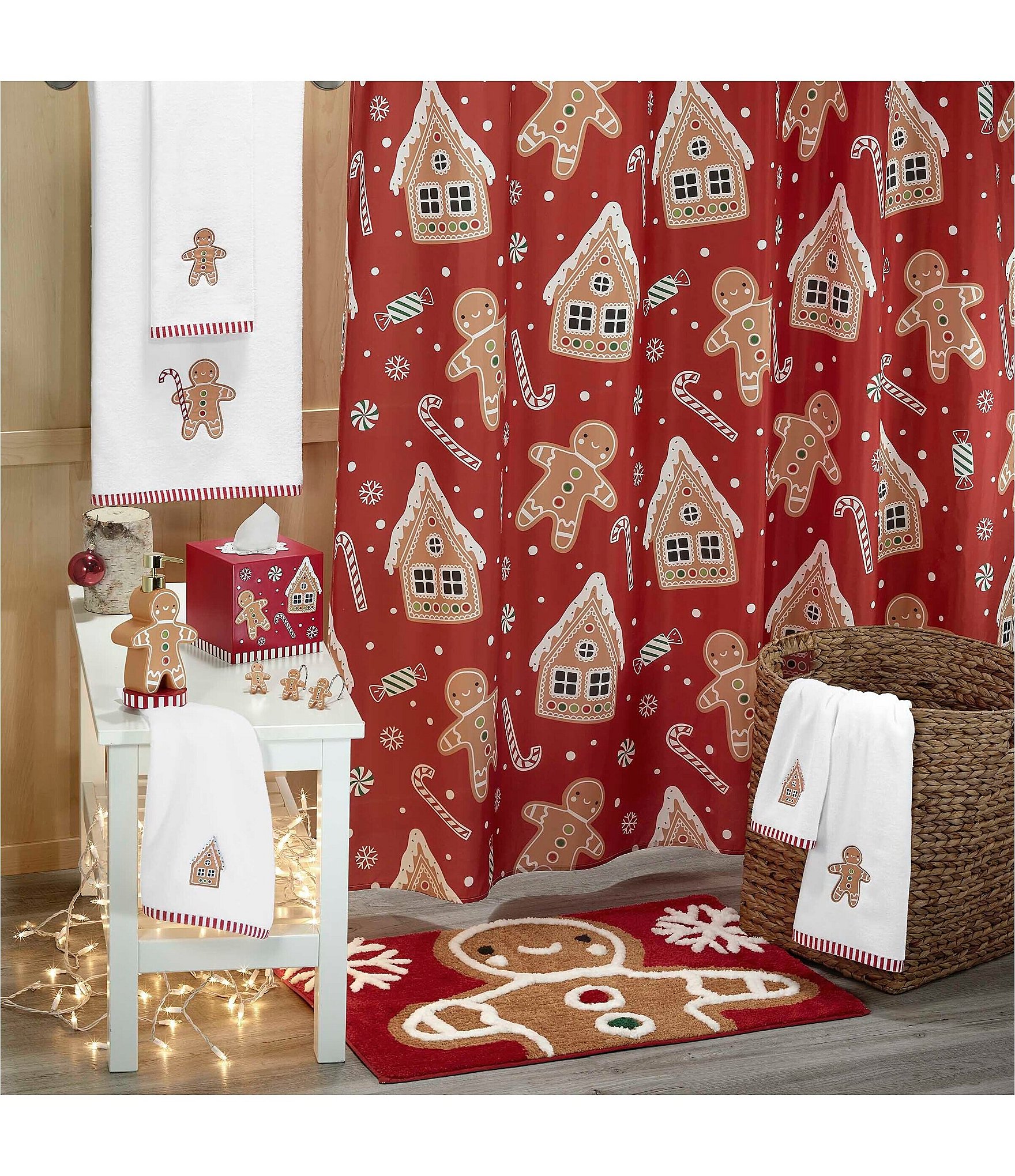 Avanti Linens Gingerbread Man Decorative Holiday Shower Curtain