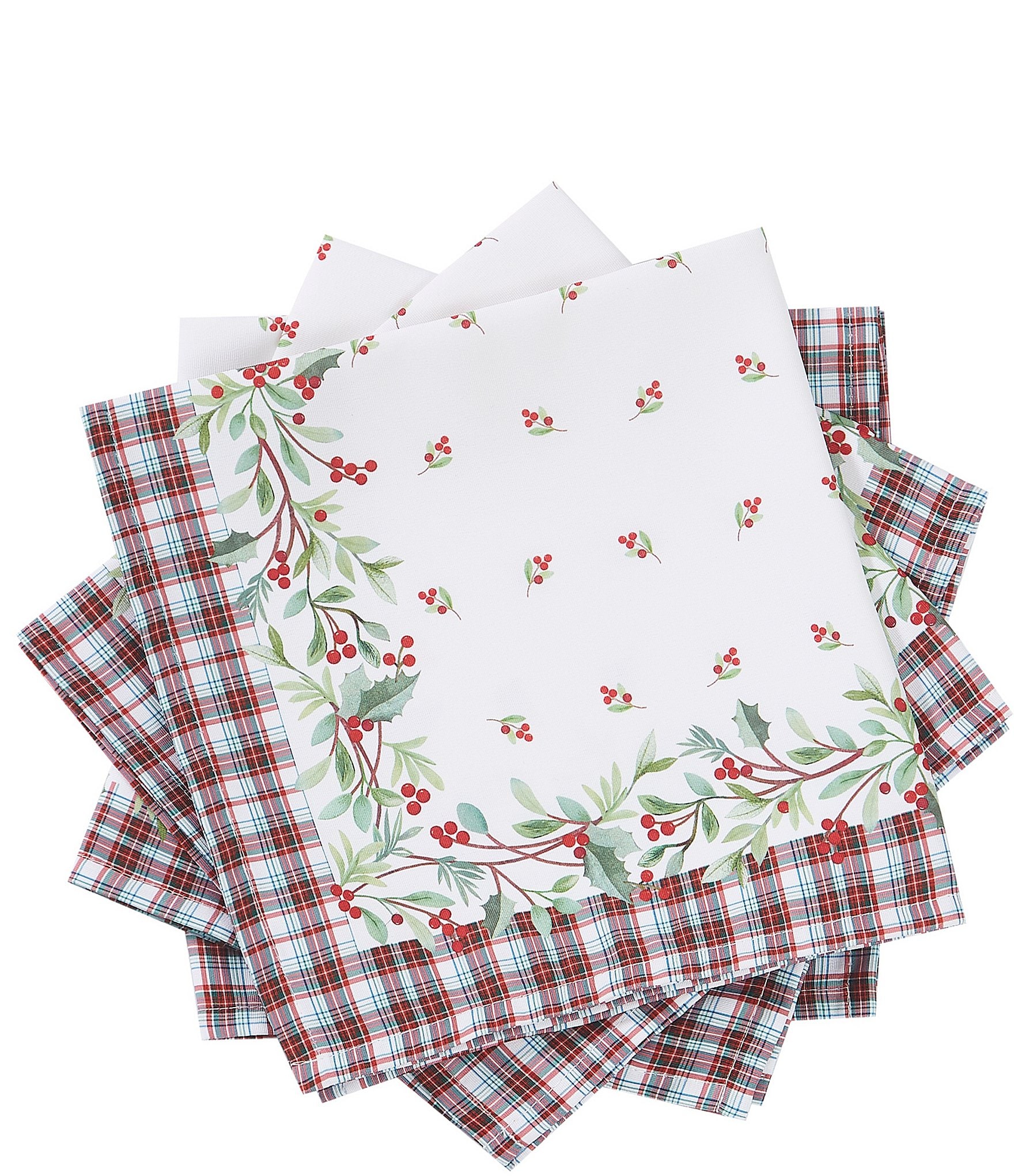 Avanti Linens Holly Plaid Collection 4-Pack Napkin Set