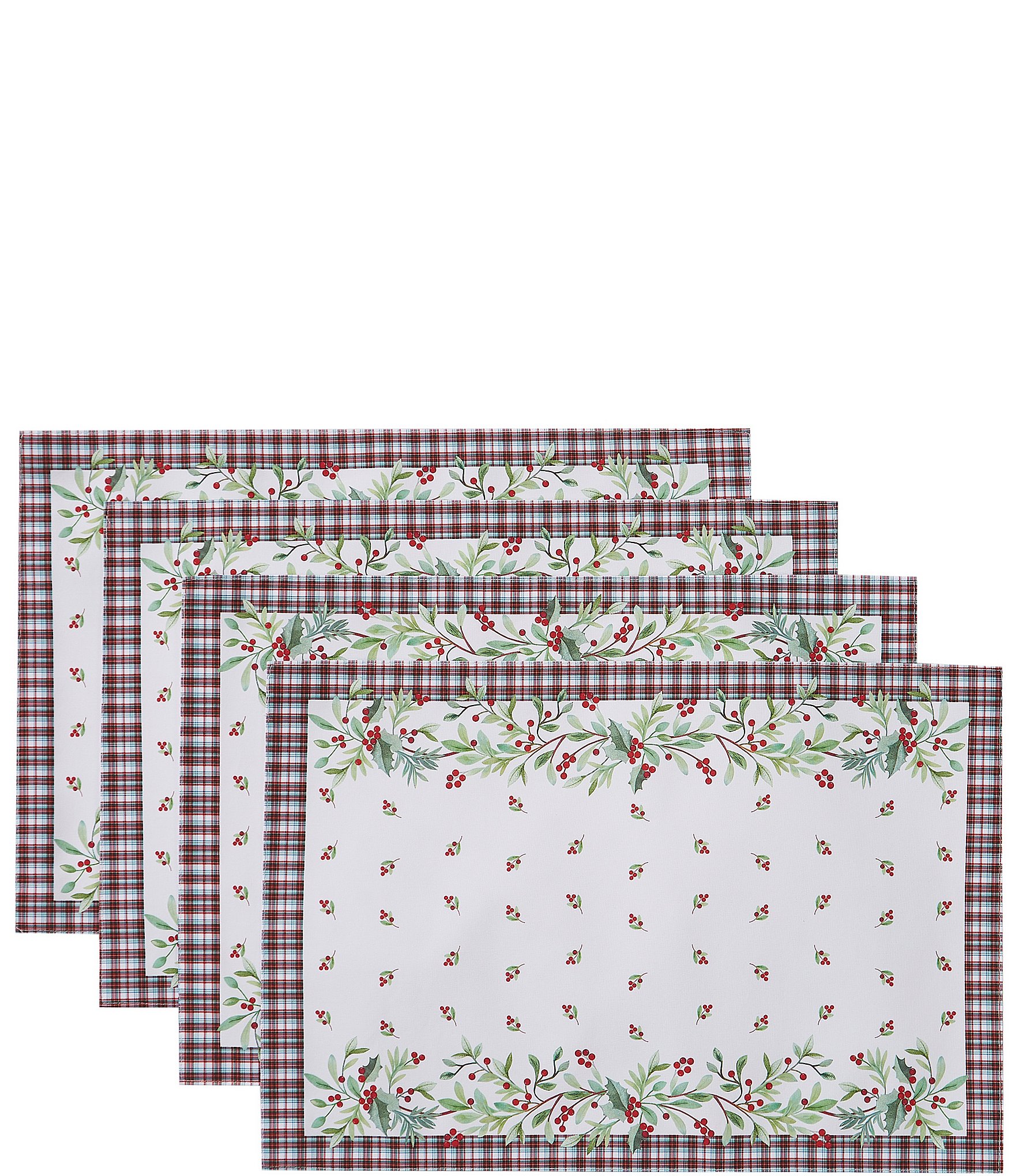 Avanti Linens Holly Plaid Collection 4-Pack Placemat Set