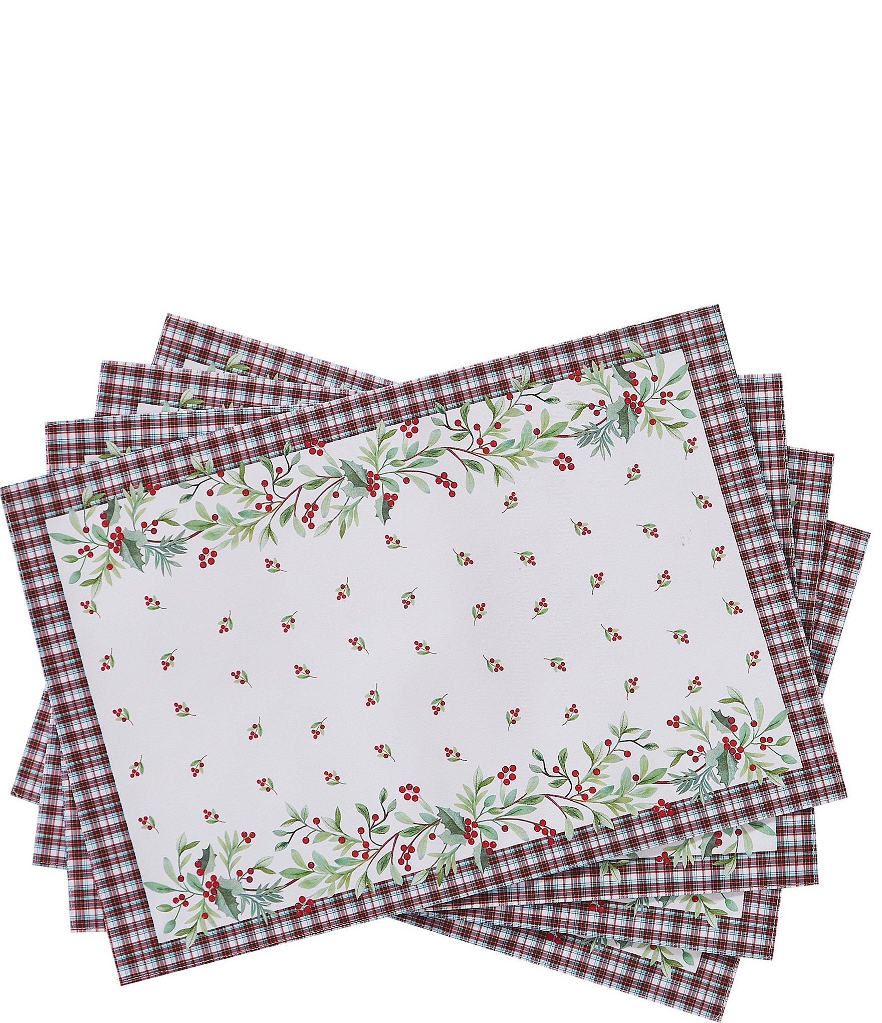Avanti Linens Holly Plaid Collection 4-Pack Placemat Set