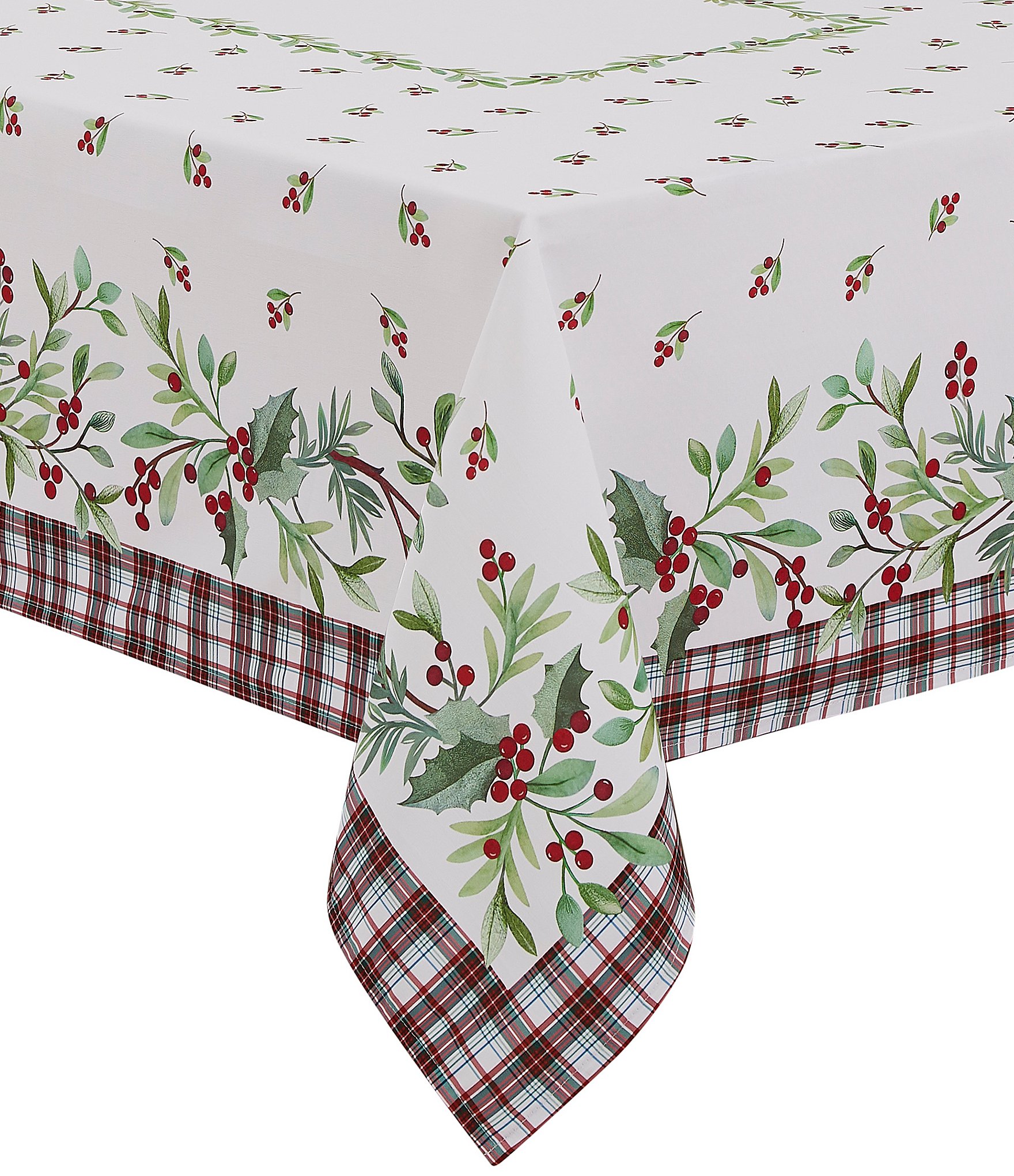 Avanti Linens Holly Plaid Collection Tablecloth