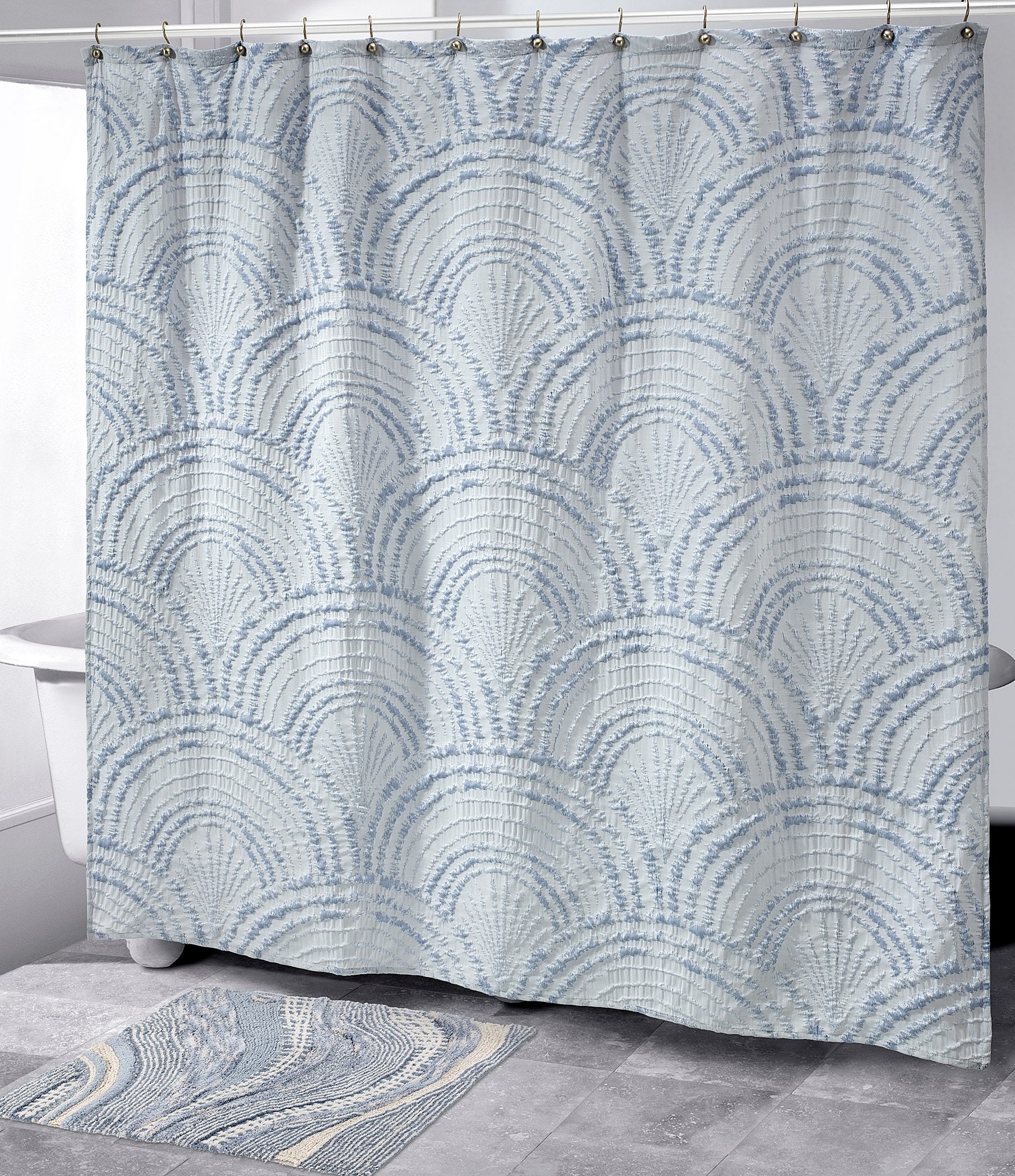 Avanti Linens Modern Shells Blue Shower Curtain