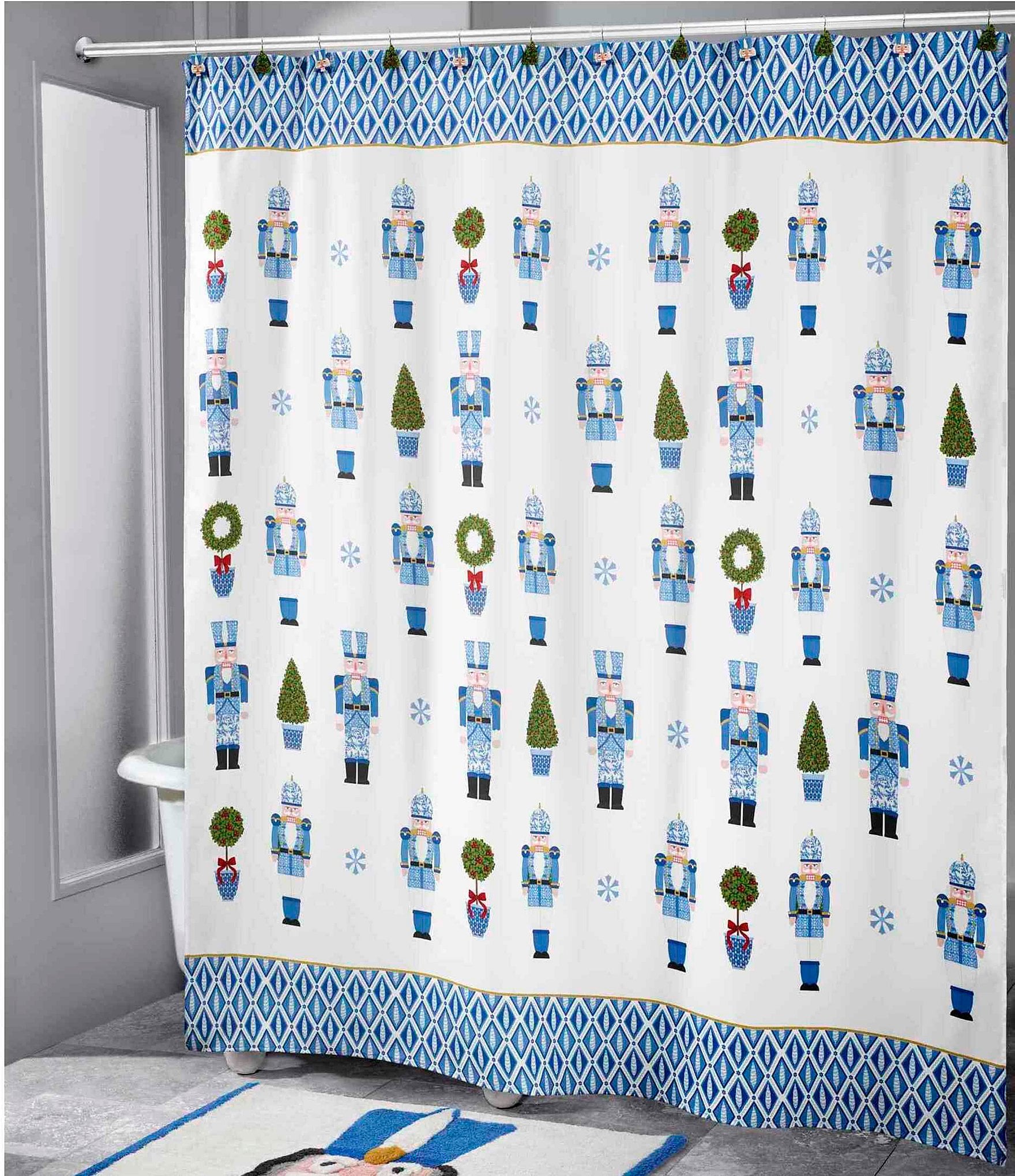 Avanti Linens Nutcracker Trellis Collection Decorative Holiday Shower Curtain