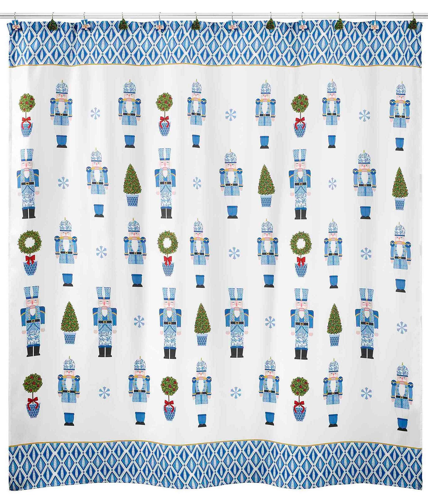 Avanti Linens Nutcracker Trellis Collection Decorative Holiday Shower Curtain