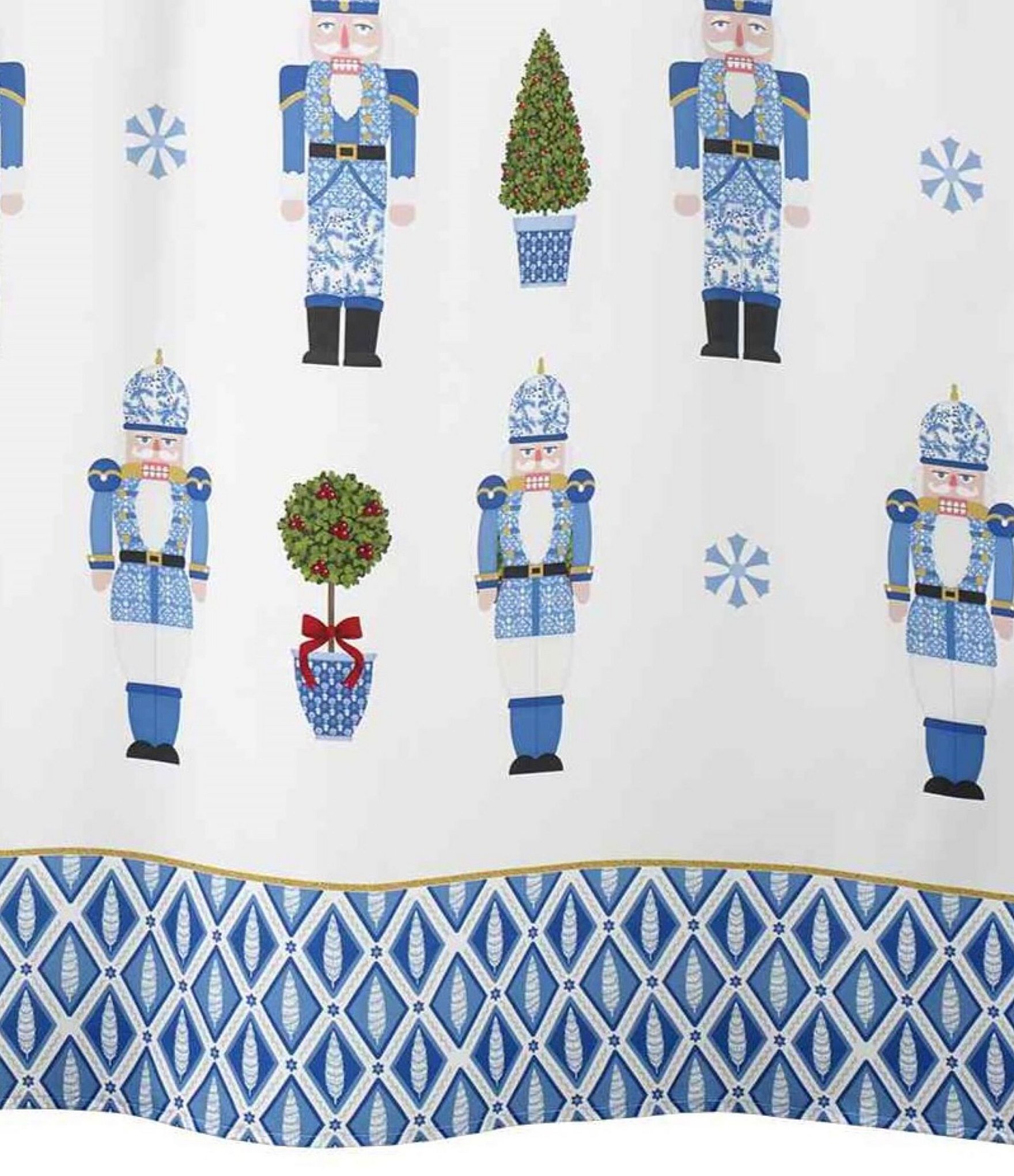 Avanti Linens Nutcracker Trellis Collection Decorative Holiday Shower Curtain