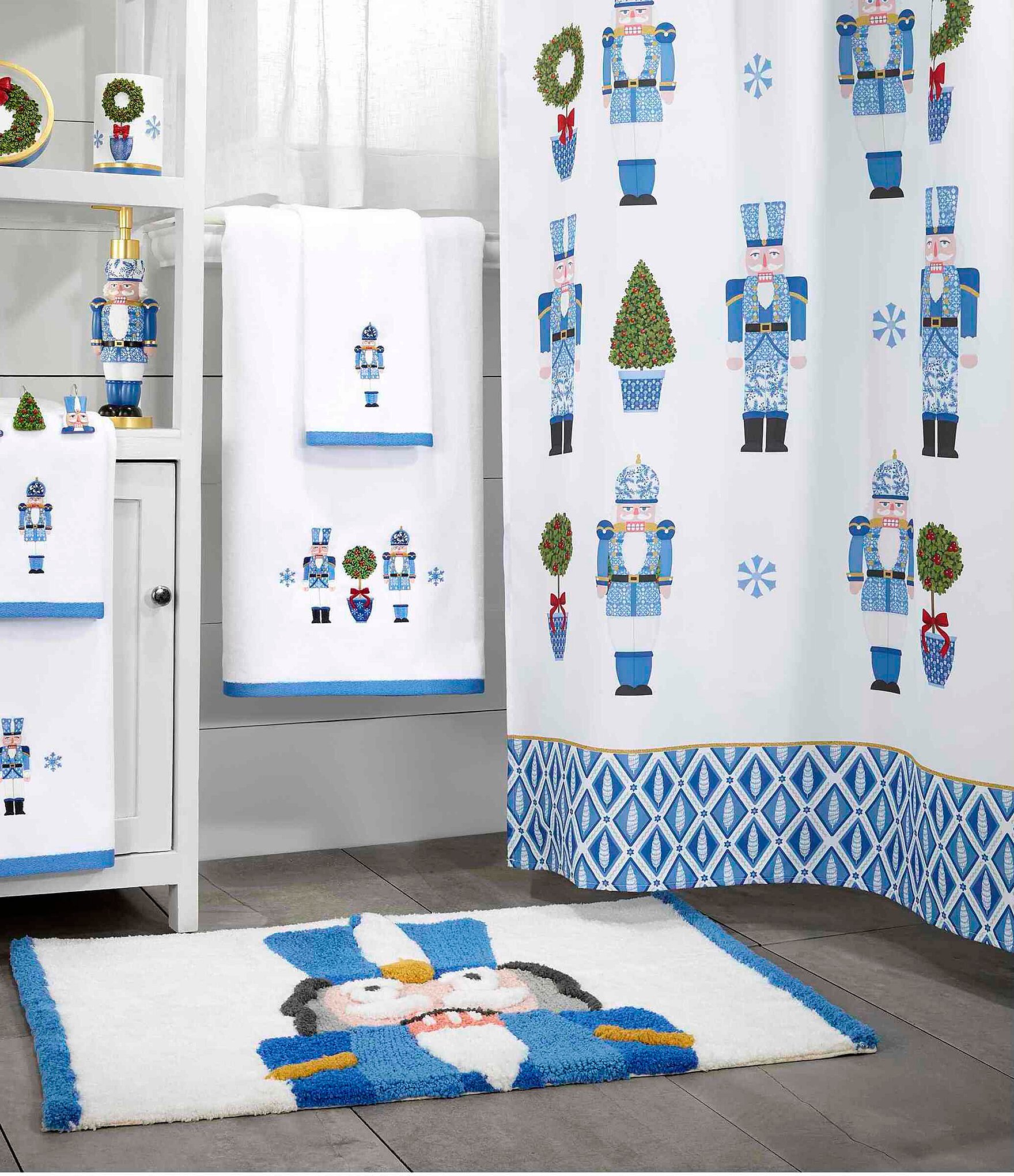 Avanti Linens Nutcracker Trellis Collection Decorative Holiday Shower Curtain