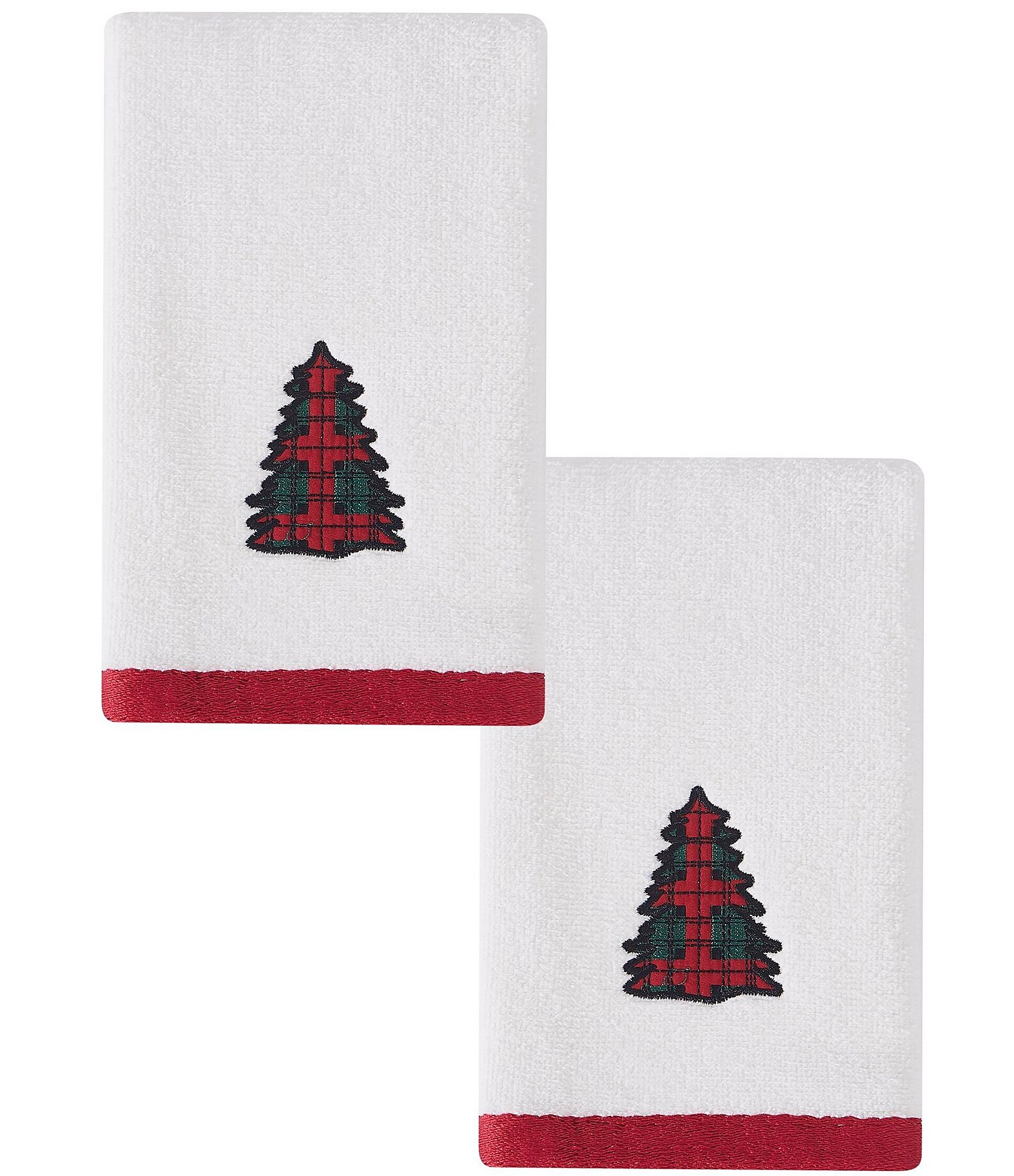 Avanti Linens Patchwork Plaid Collection Holiday Decorative Embroidered Coordinating Bath Towels
