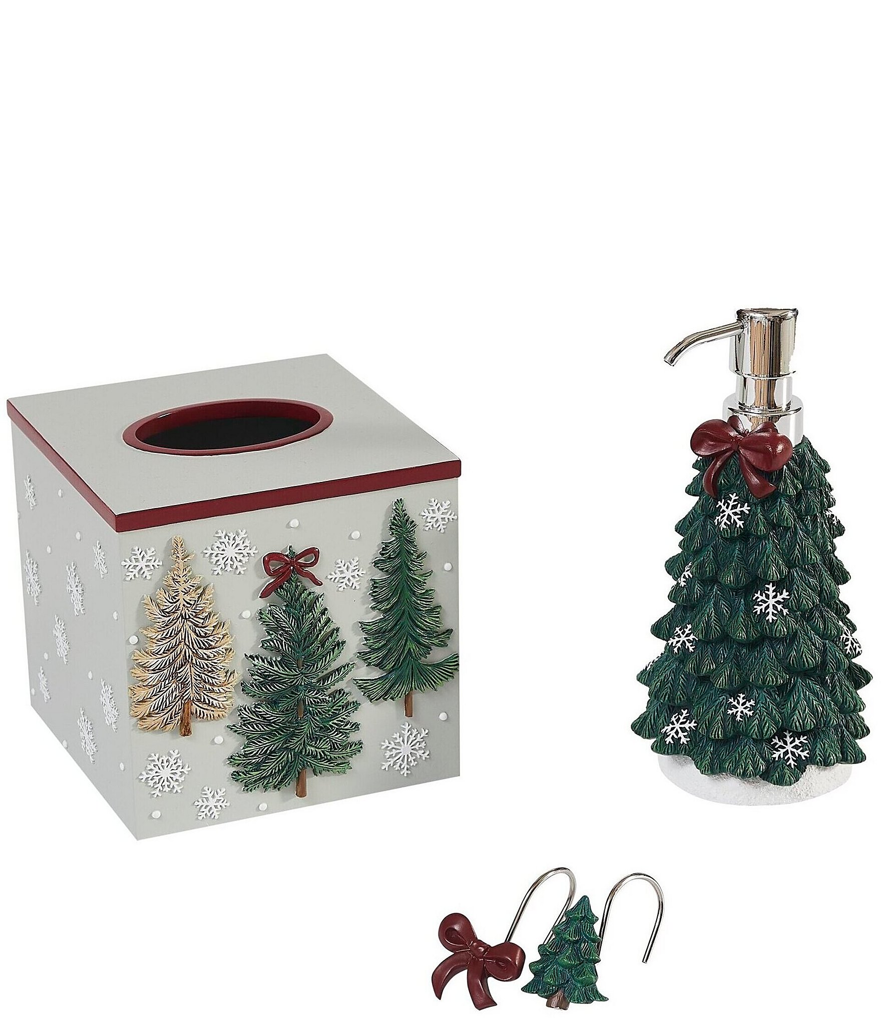 Avanti Linens Three-Dimensional Snow Covered Snowy Pines Tissue Box Cover