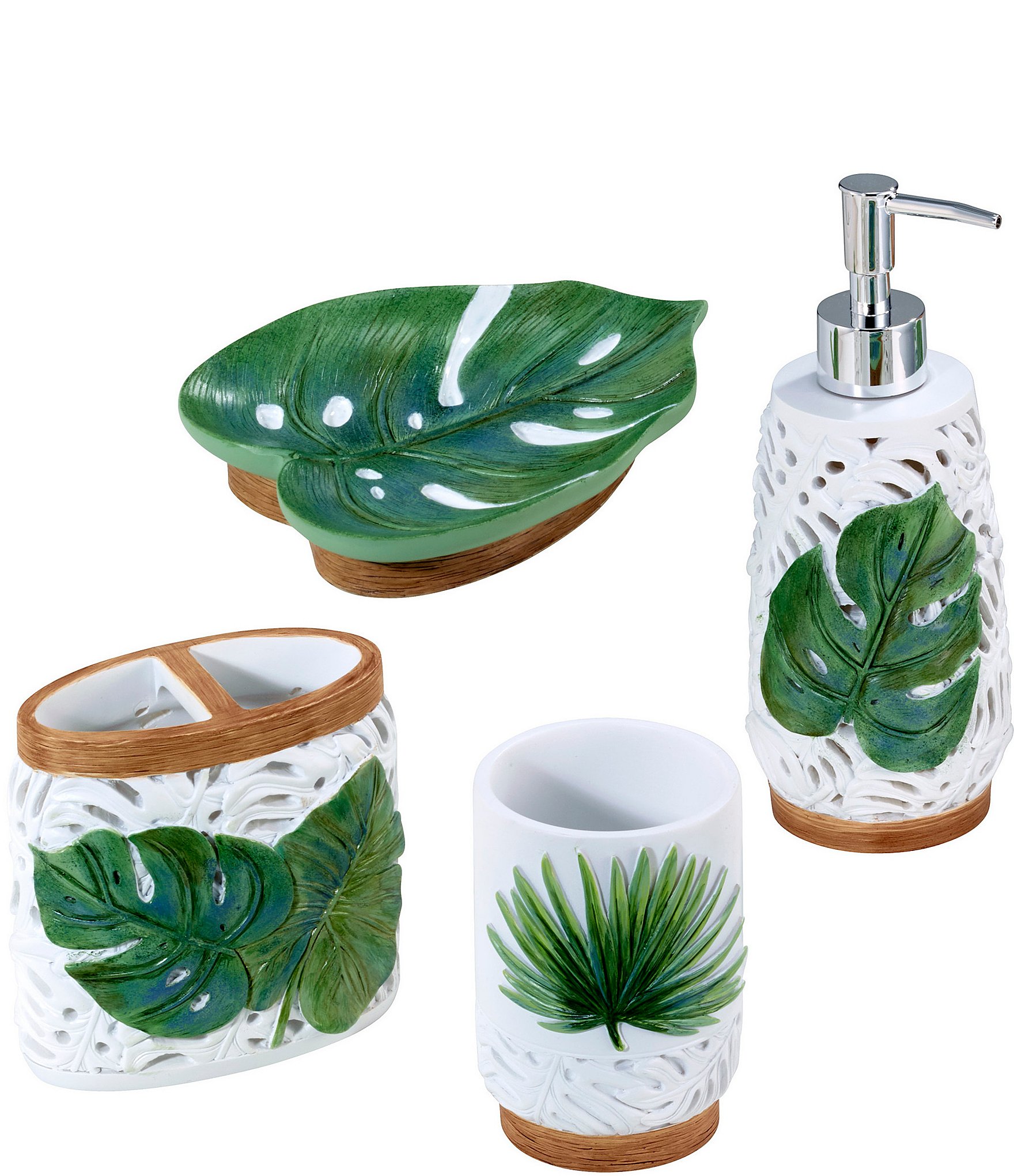 Avanti Linens Viva Palm 4-Piece Bathroom Accessory Collection Set