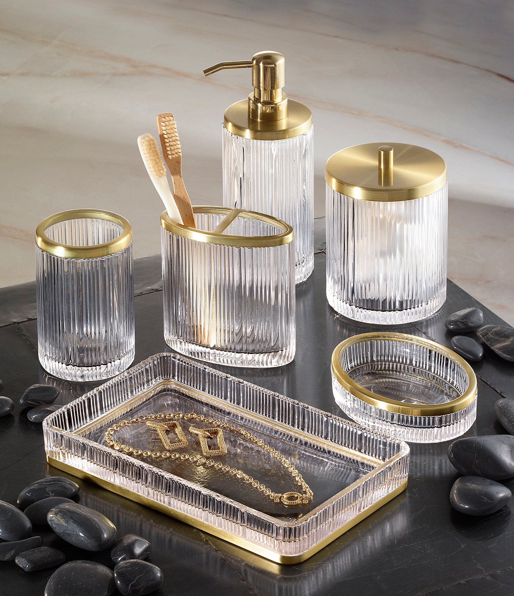 Avanti Linens x Nicole Miller Louise 4-Piece Bathroom Accessories Set