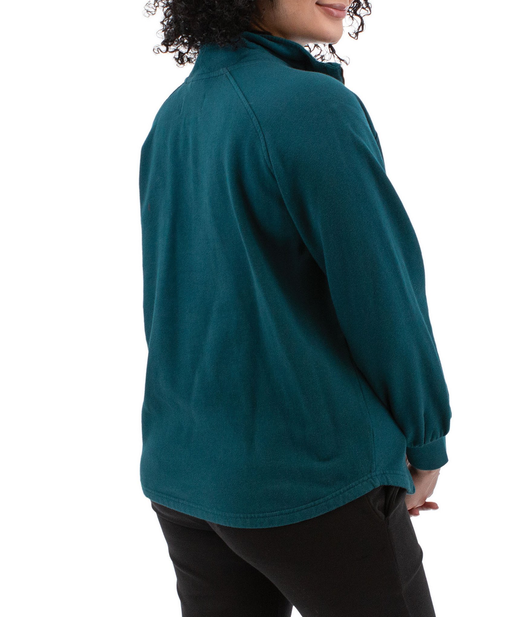 Aventura Cotton Drift Fleece Knit Stand Collar Half Zip Pullover Sweater