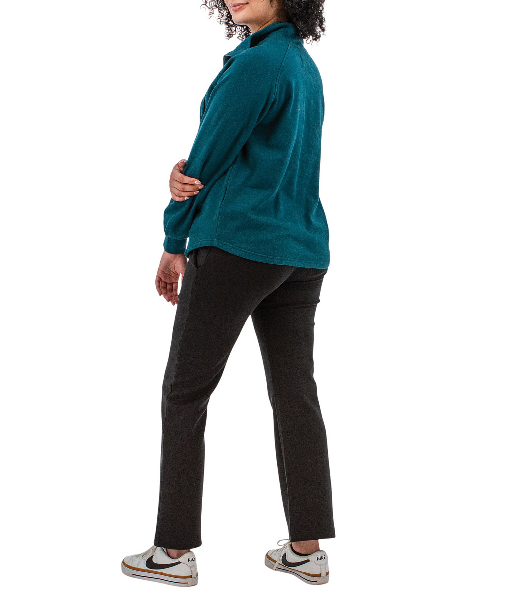 Aventura Cotton Drift Fleece Knit Stand Collar Half Zip Pullover Sweater