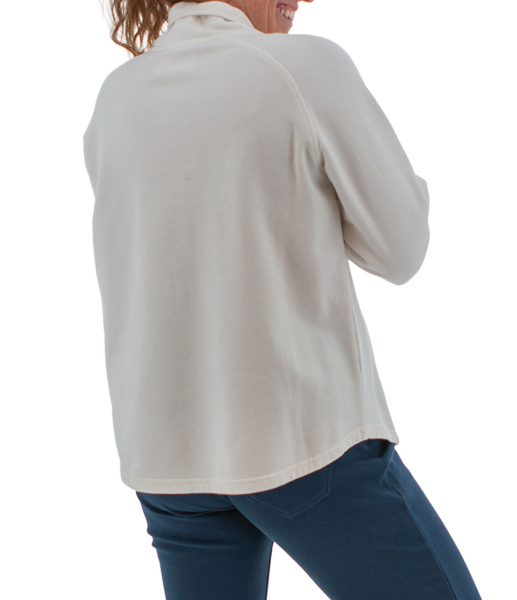 Aventura Cotton Drift Fleece Knit Stand Collar Half Zip Pullover Sweater
