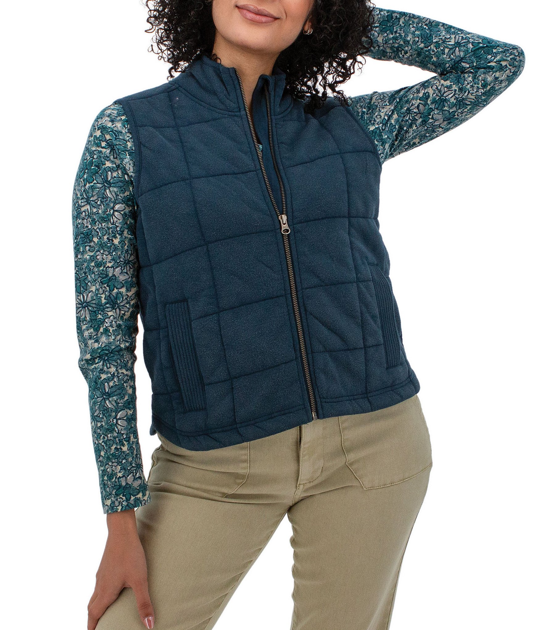 Aventura Cotton Drift Quilted Stand Collar Zip Front Vest