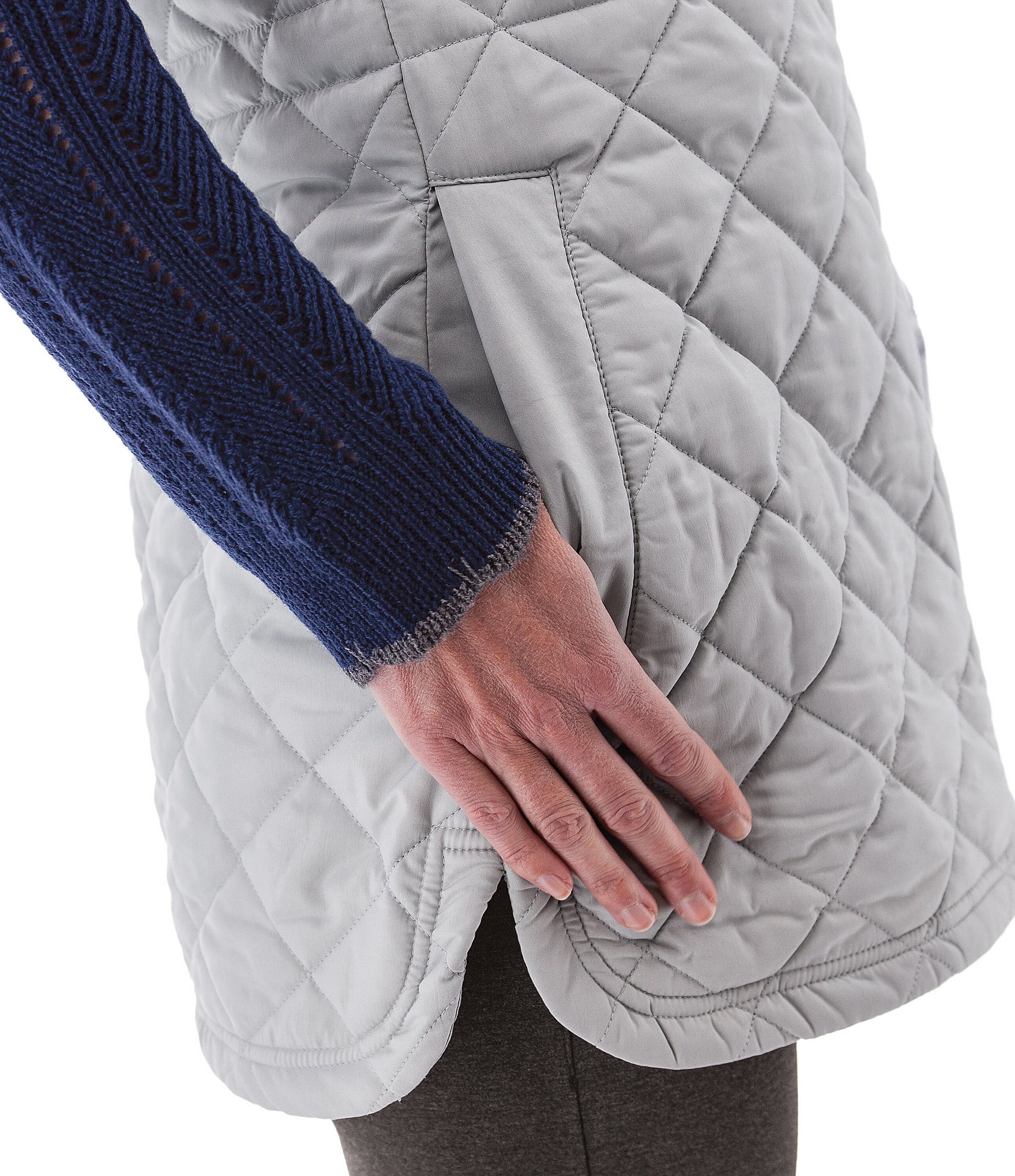 Aventura Flurry Diamond Quilt Stand Collar Sleeveless Water Repellant Coated Zip Front Vest