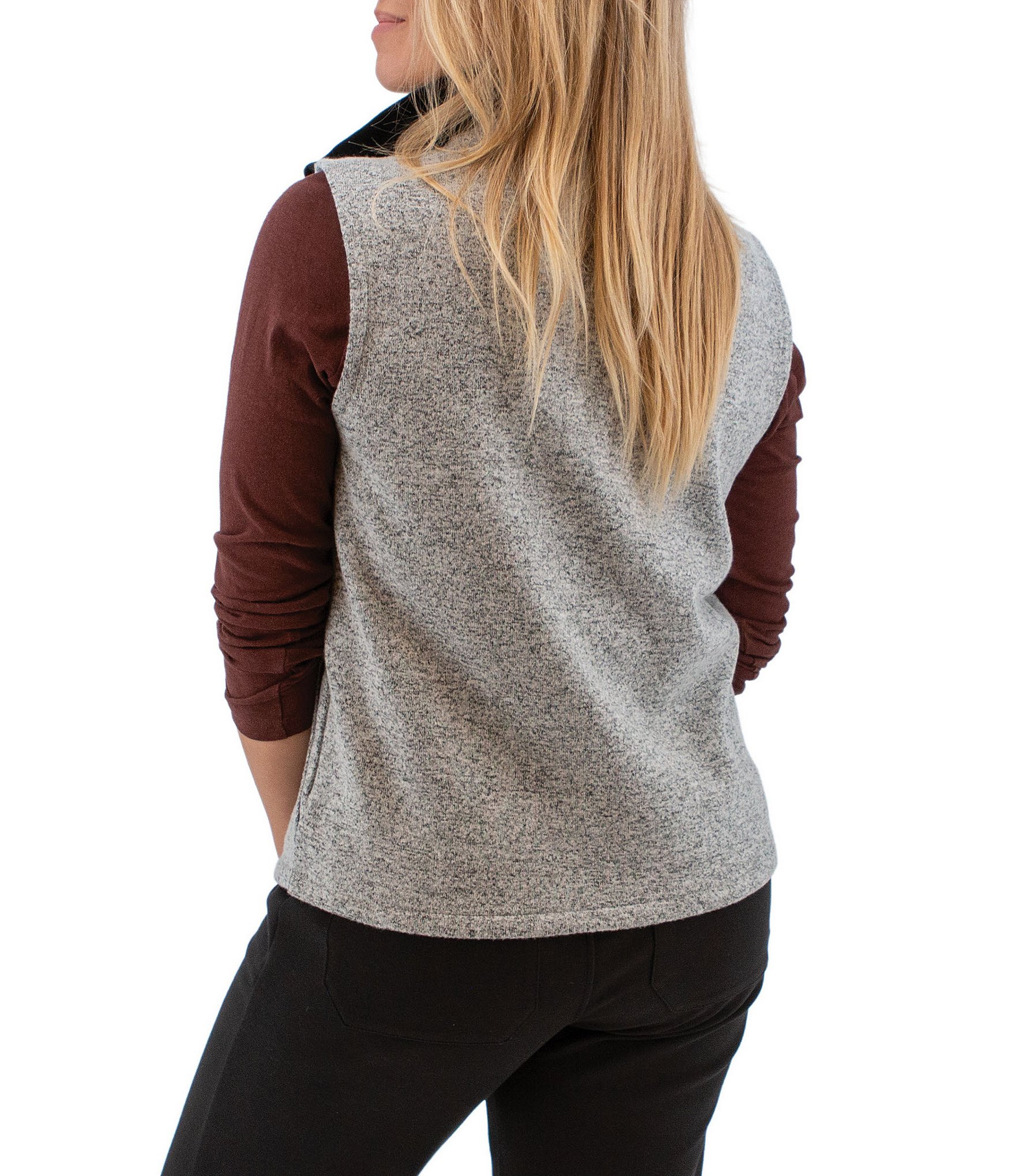 Aventura Heavenly Soft Solid Fleece Knit Collared Neck Zip Front Vest