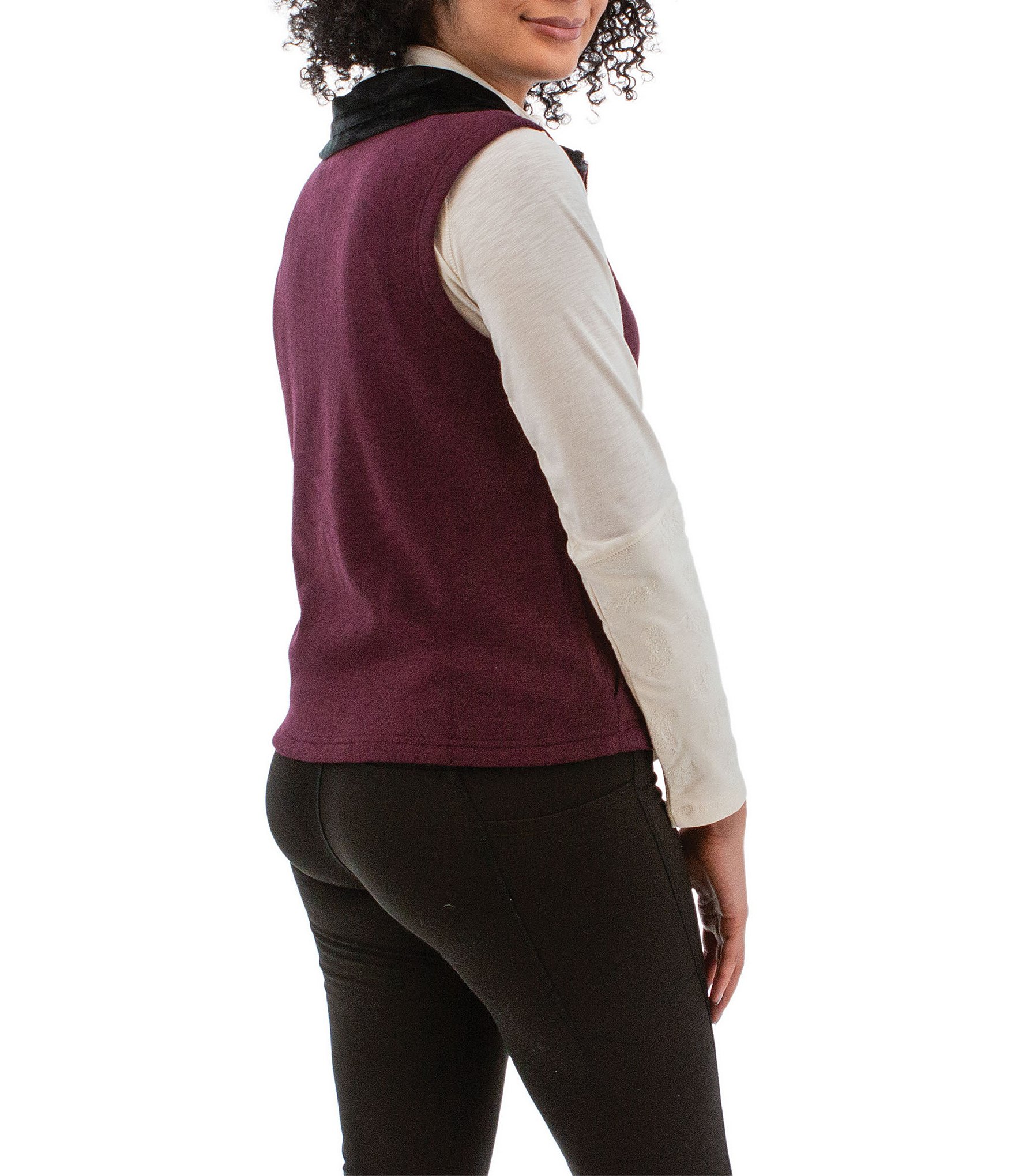 Aventura Heavenly Soft Solid Fleece Knit Collared Neck Zip Front Vest