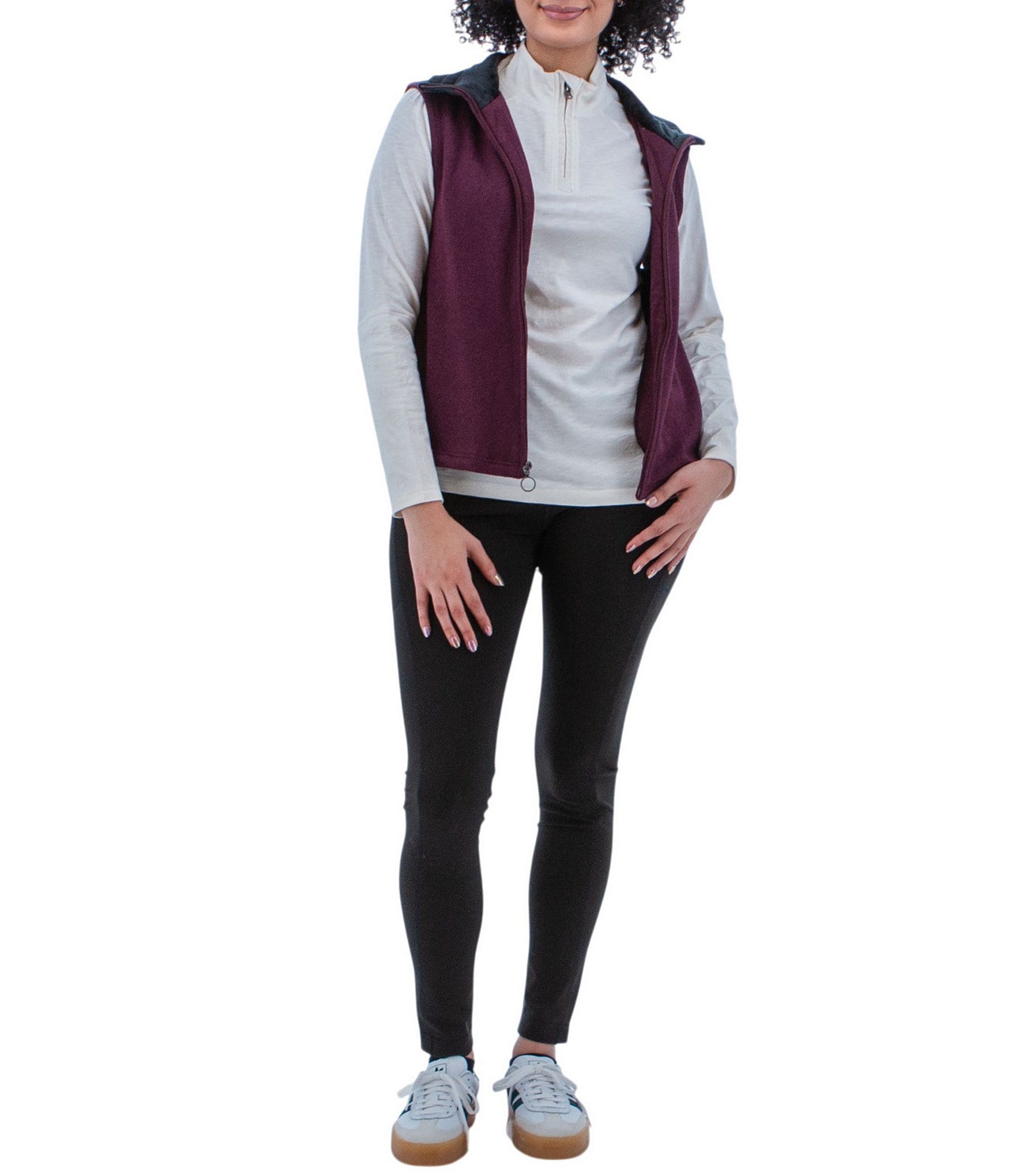 Aventura Heavenly Soft Solid Fleece Knit Collared Neck Zip Front Vest