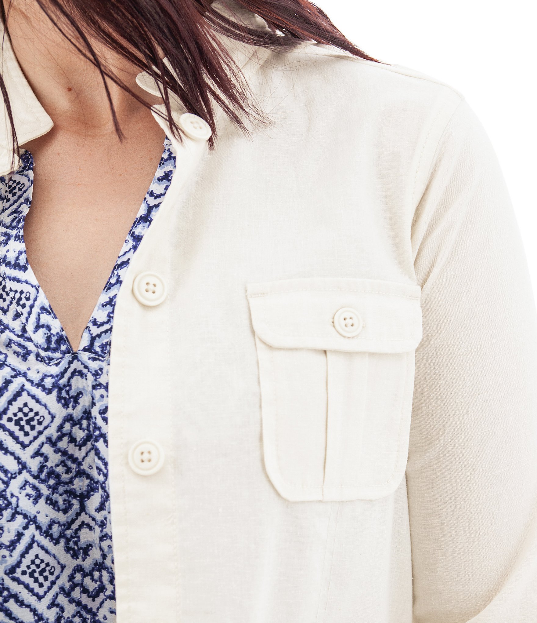 Aventura Temple Lightweight Utility Woven Button Front Jacket