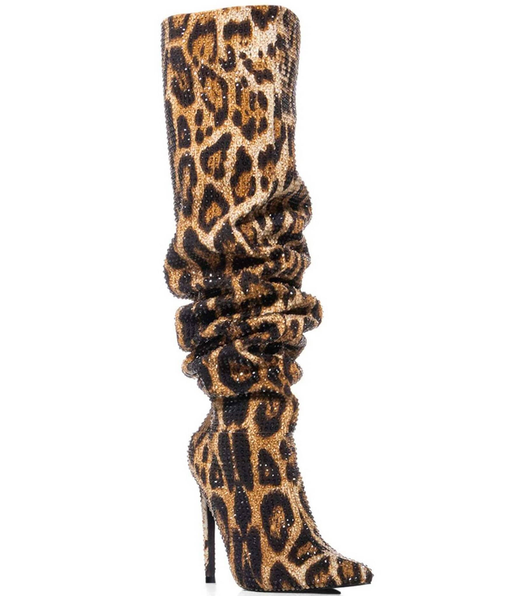 Azalea Wang Adventurous Leopard Print Over the Knee Slouch Boots Dillard s