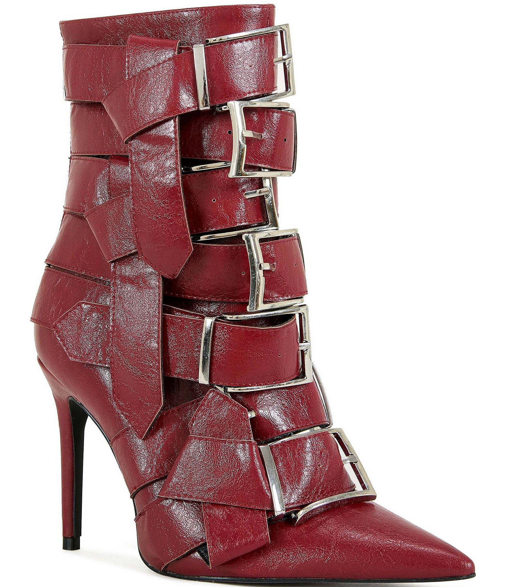 Azalea Wang Alcetas Buckled Straps Pointed Toe Booties