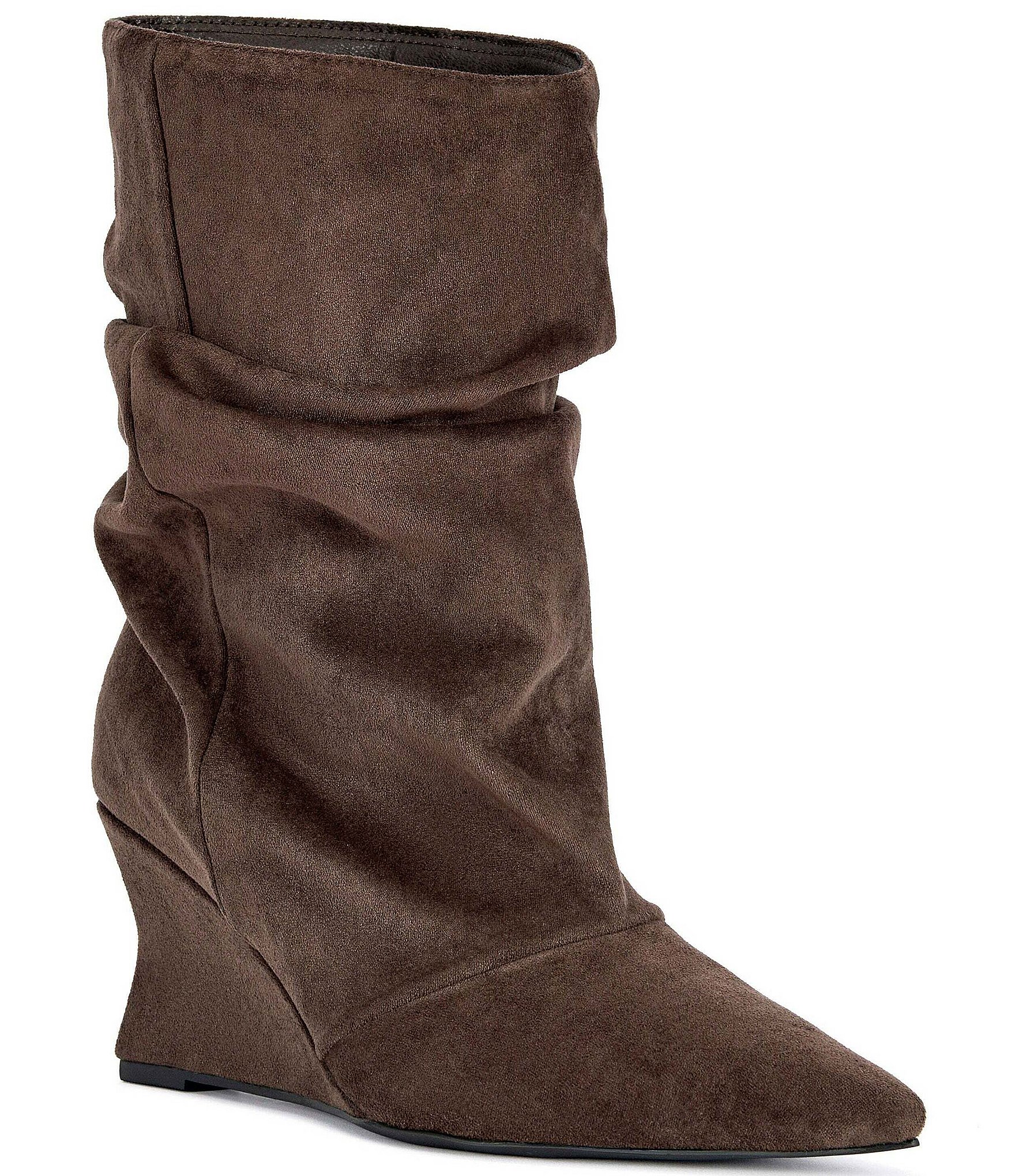 Azalea Wang Alissa Slouch Shaft Pointed Toe Wedge Mid Boots