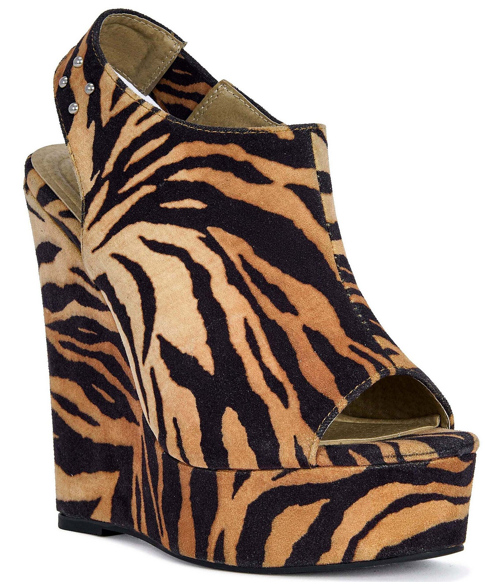 Azalea Wang Aru Tiger Print Platform Wedge Sandals