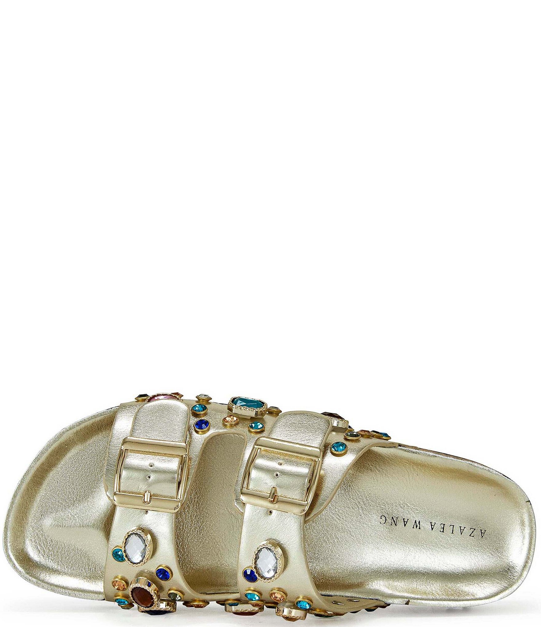 Azalea Wang Bayleaves Jewel Embellished Double Banded Flat Sandals