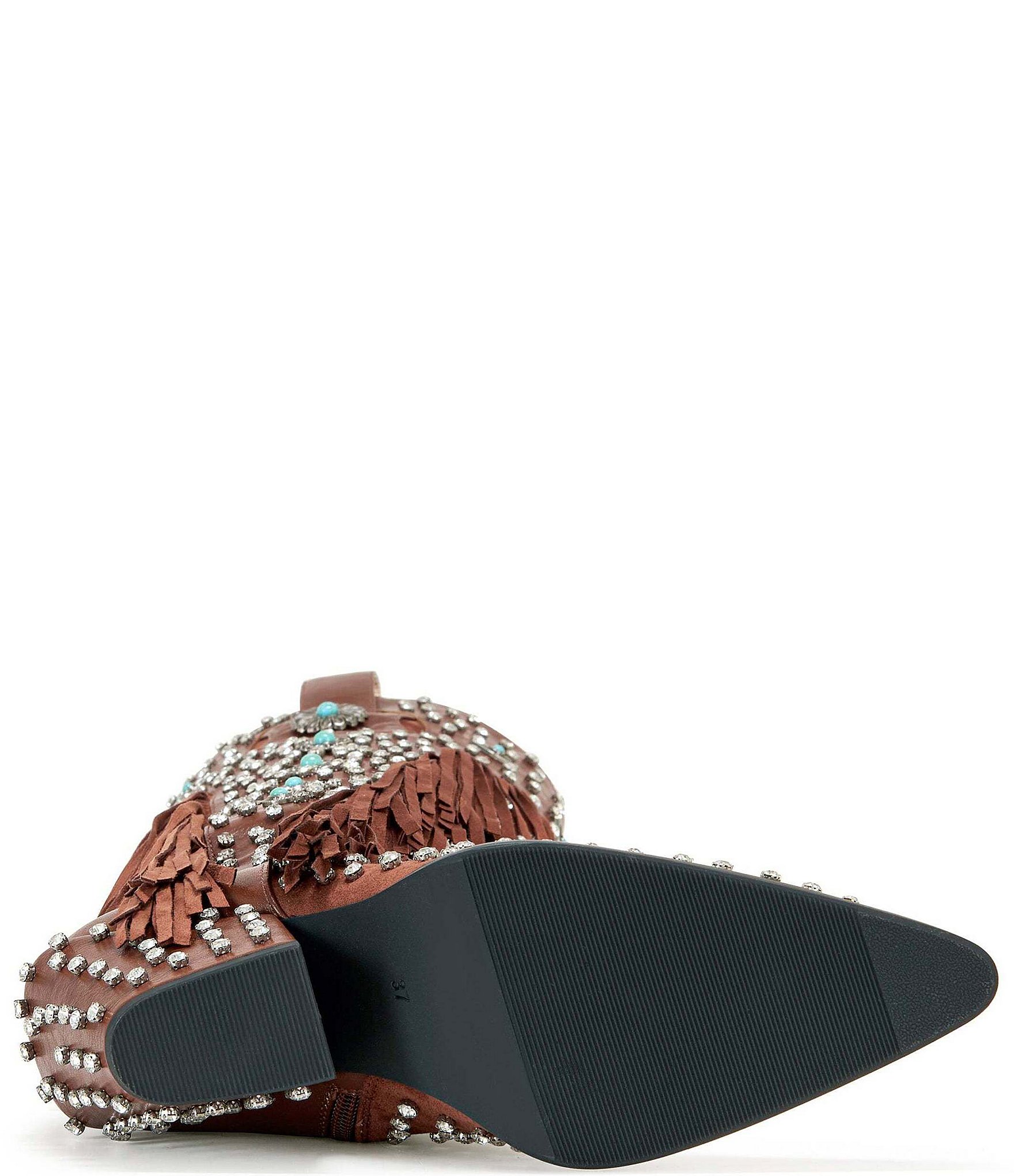 Azalea Wang Bennett Studded Fringe Tall Western Boots