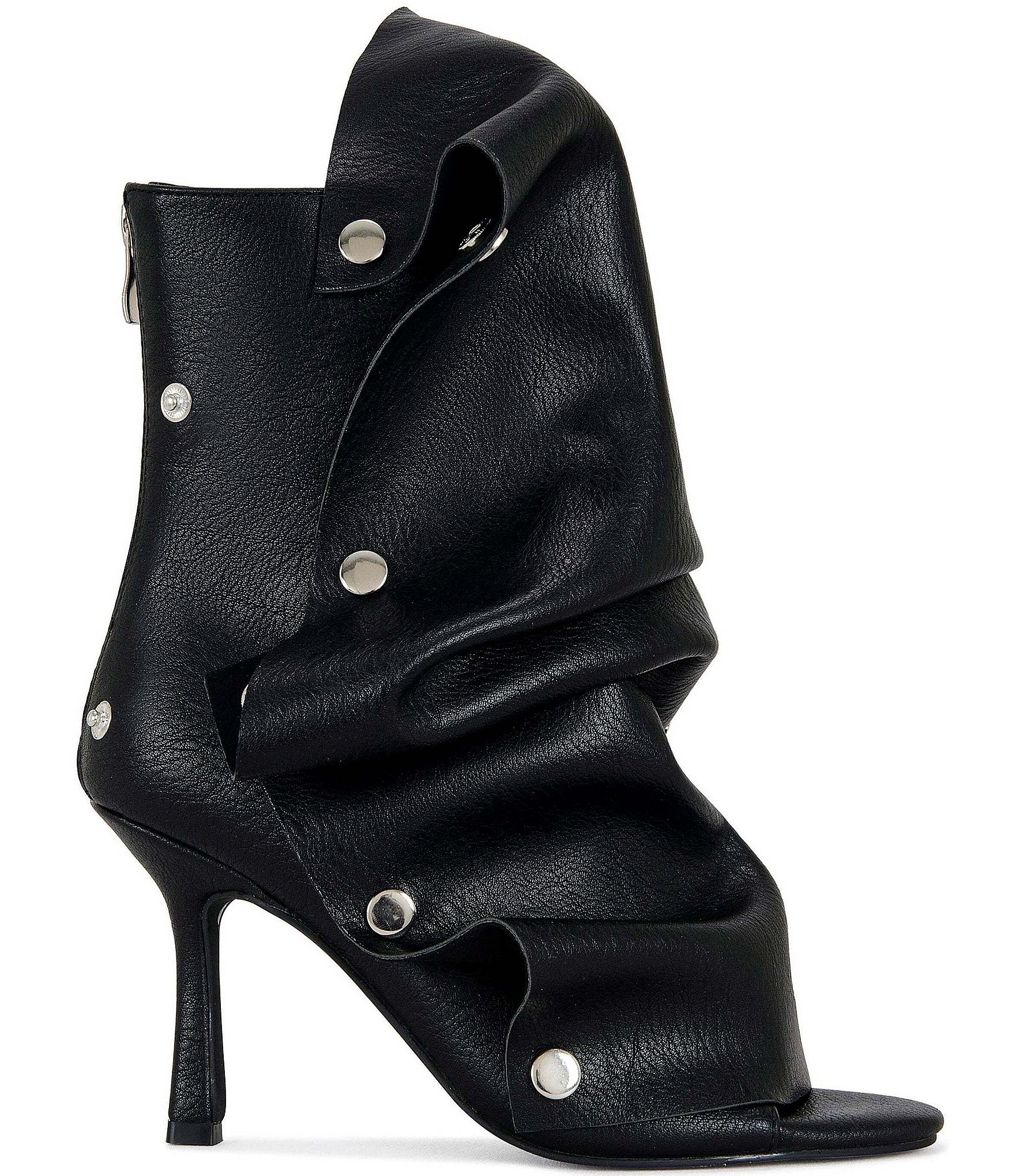 Azalea Wang Birdsong Ruched Snap Hardware Peep Toe Booties