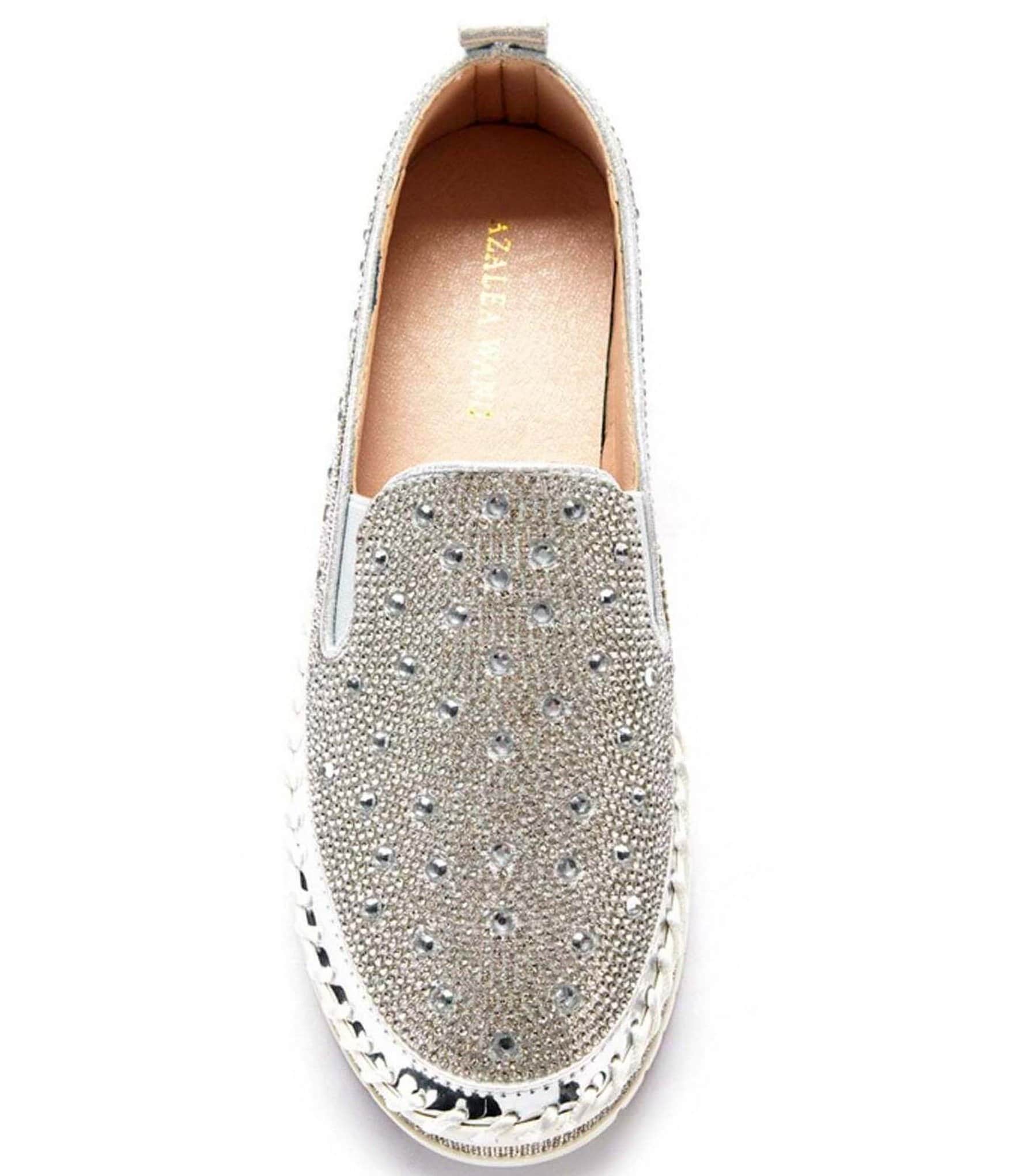 Azalea Wang Brittany Rhinestone Platform Slip On Sneakers