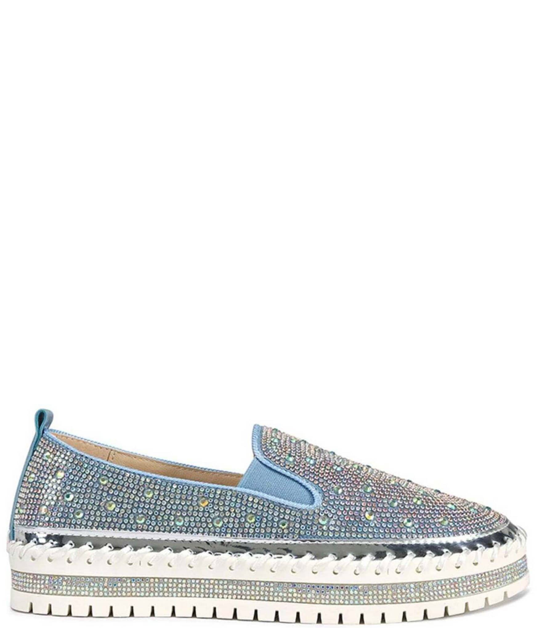 Azalea Wang Brittany Rhinestone Platform Slip On Sneakers