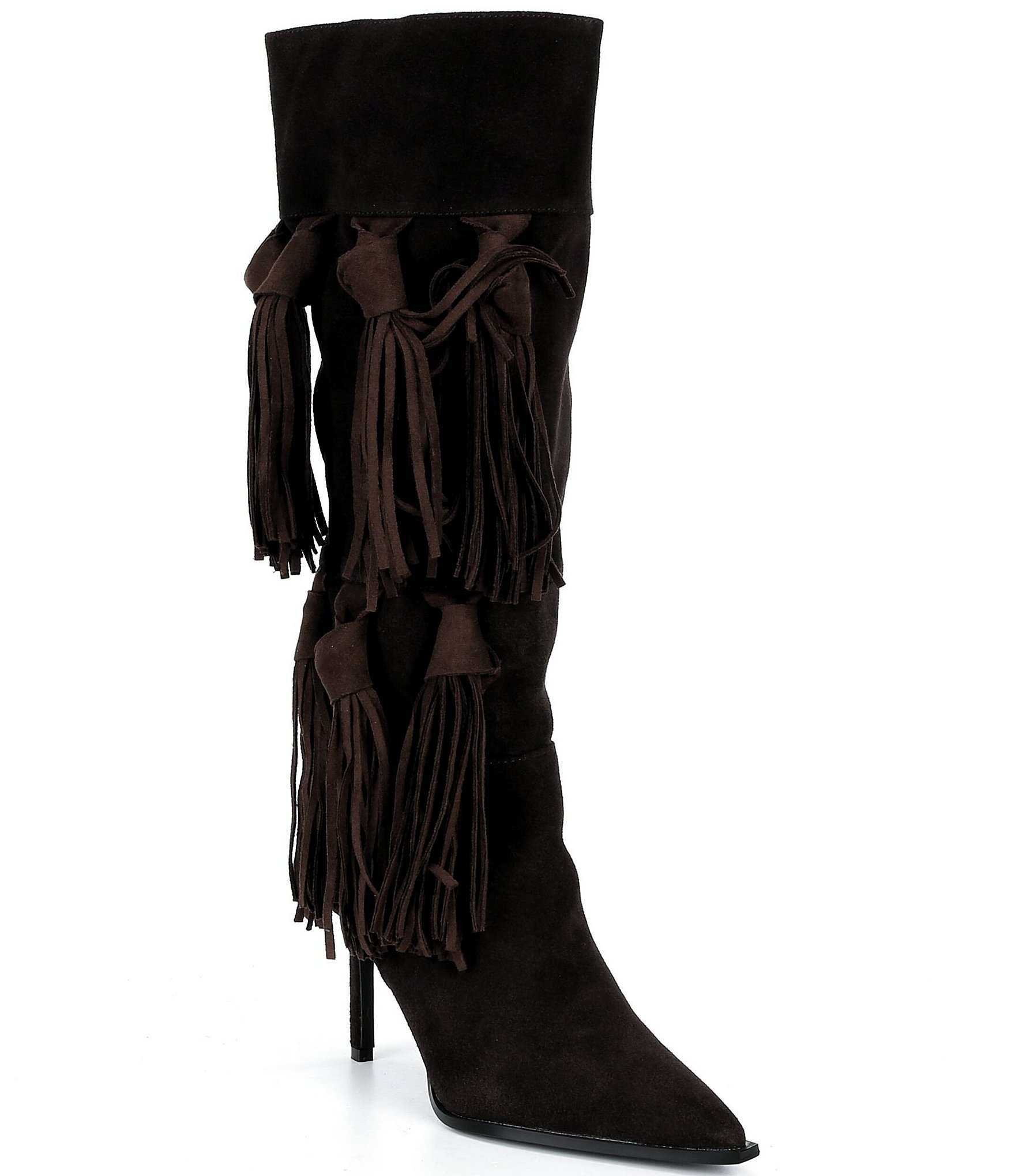 Azalea Wang Cabrera Suede Fringe Tassel Tall Boots