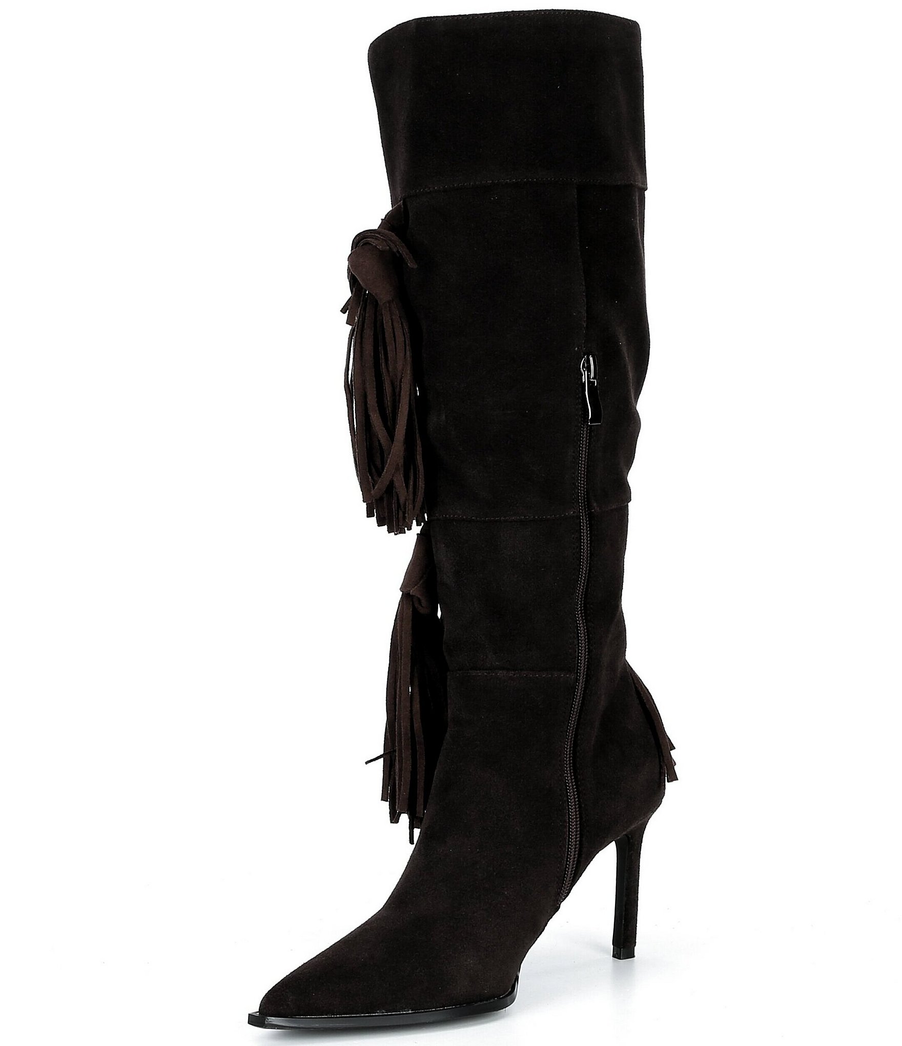 Azalea Wang Cabrera Suede Fringe Tassel Tall Boots