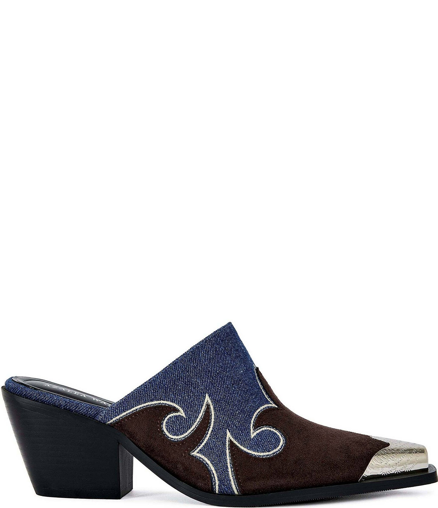 Azalea Wang Cecily Denim Cap Toe Mules