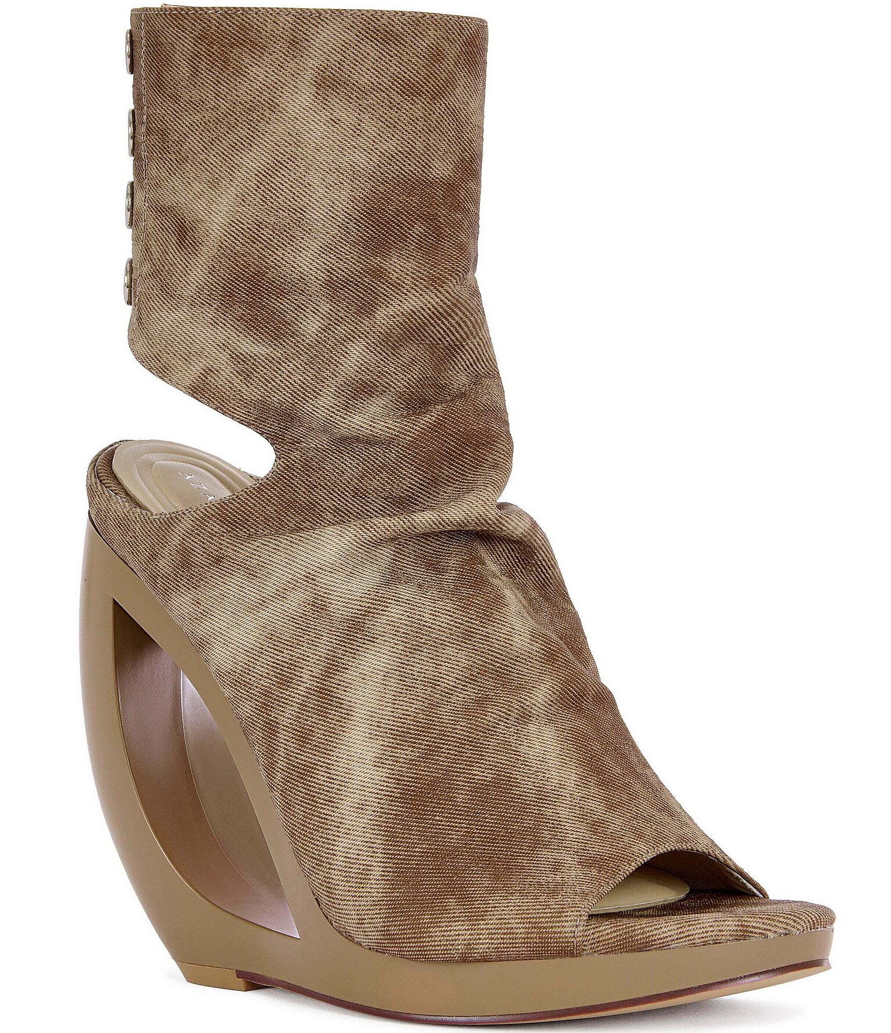 Azalea Wang Circos Distressed Open Toe Cut Out Wedge Slouch Booties