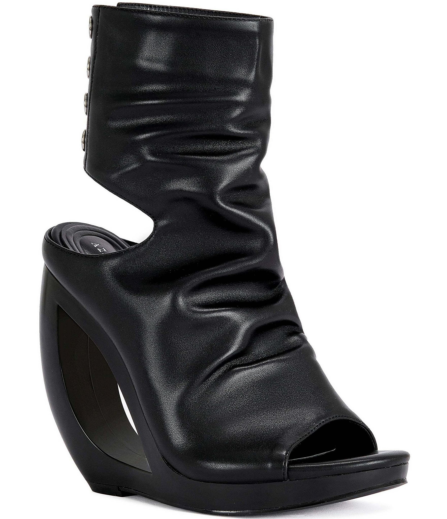 black wedge dress boots Wild Pair Enchantt Womens Faux Leather Tall Wedge Boots, Black main image 0