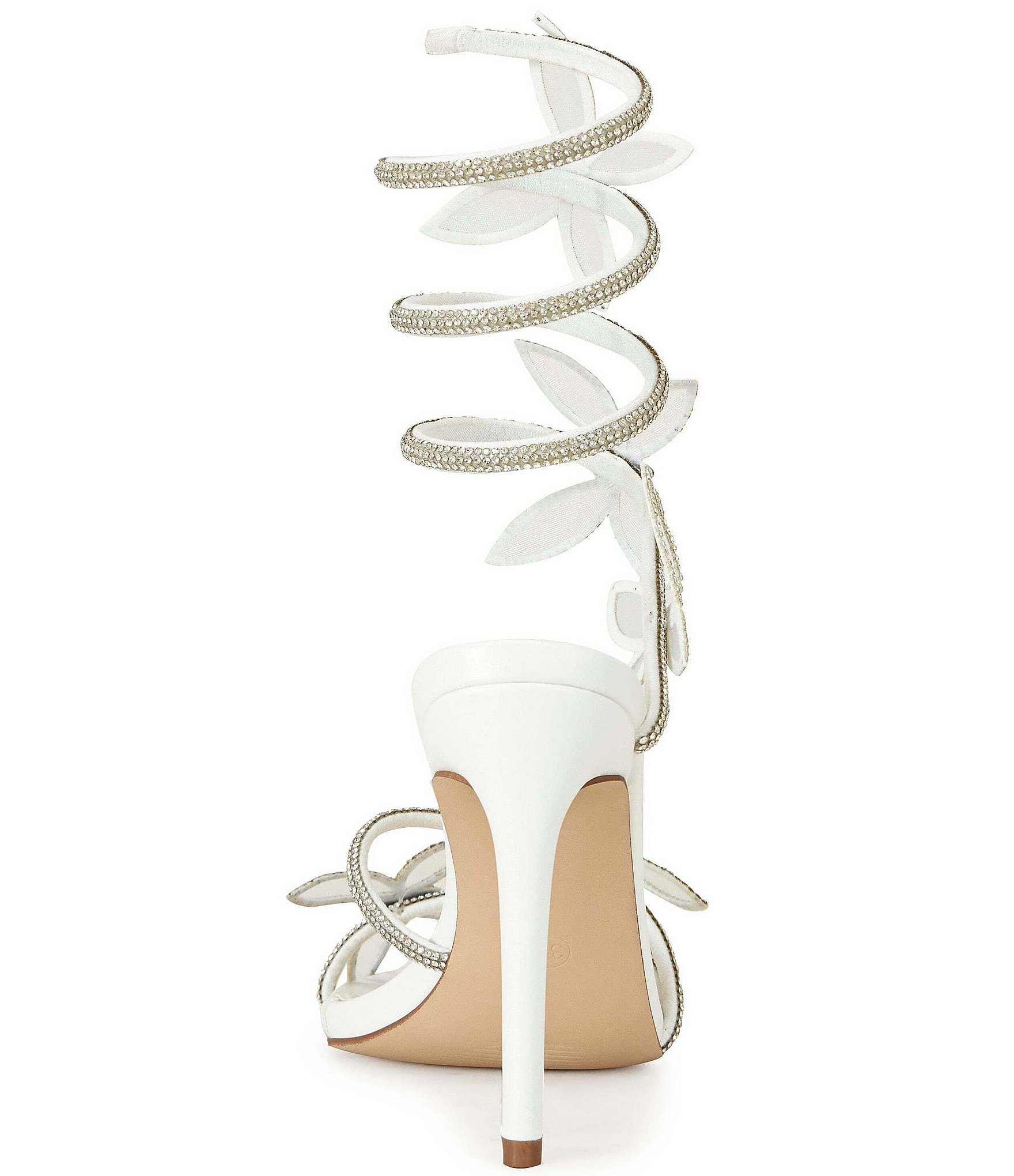 Azalea Wang Dancy Rhinestone Embellished Butterfly Ornament Ankle Wrap Dress Sandals