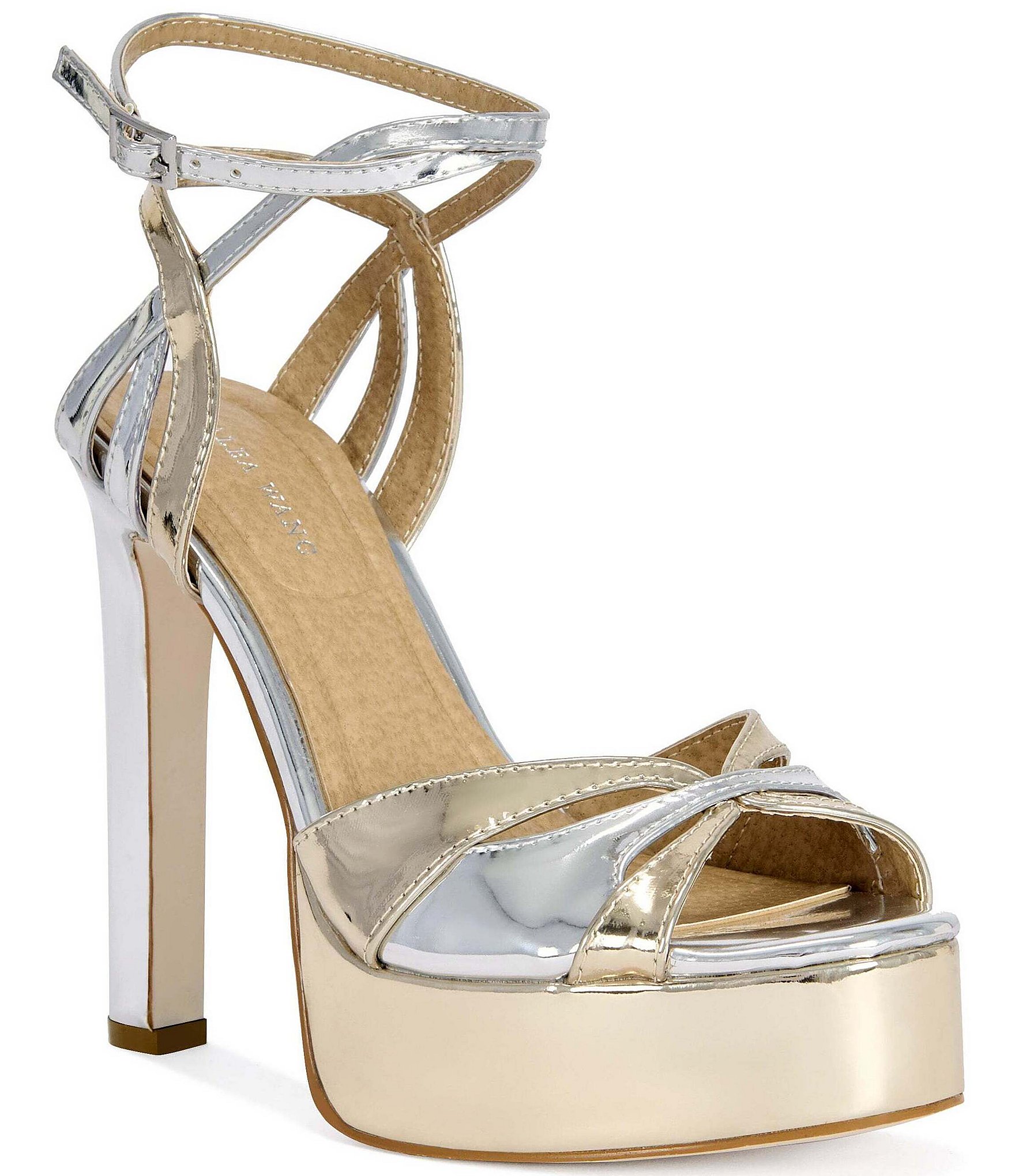 Azalea Wang Danira Metallic Ankle Strap Platform Dress Sandals
