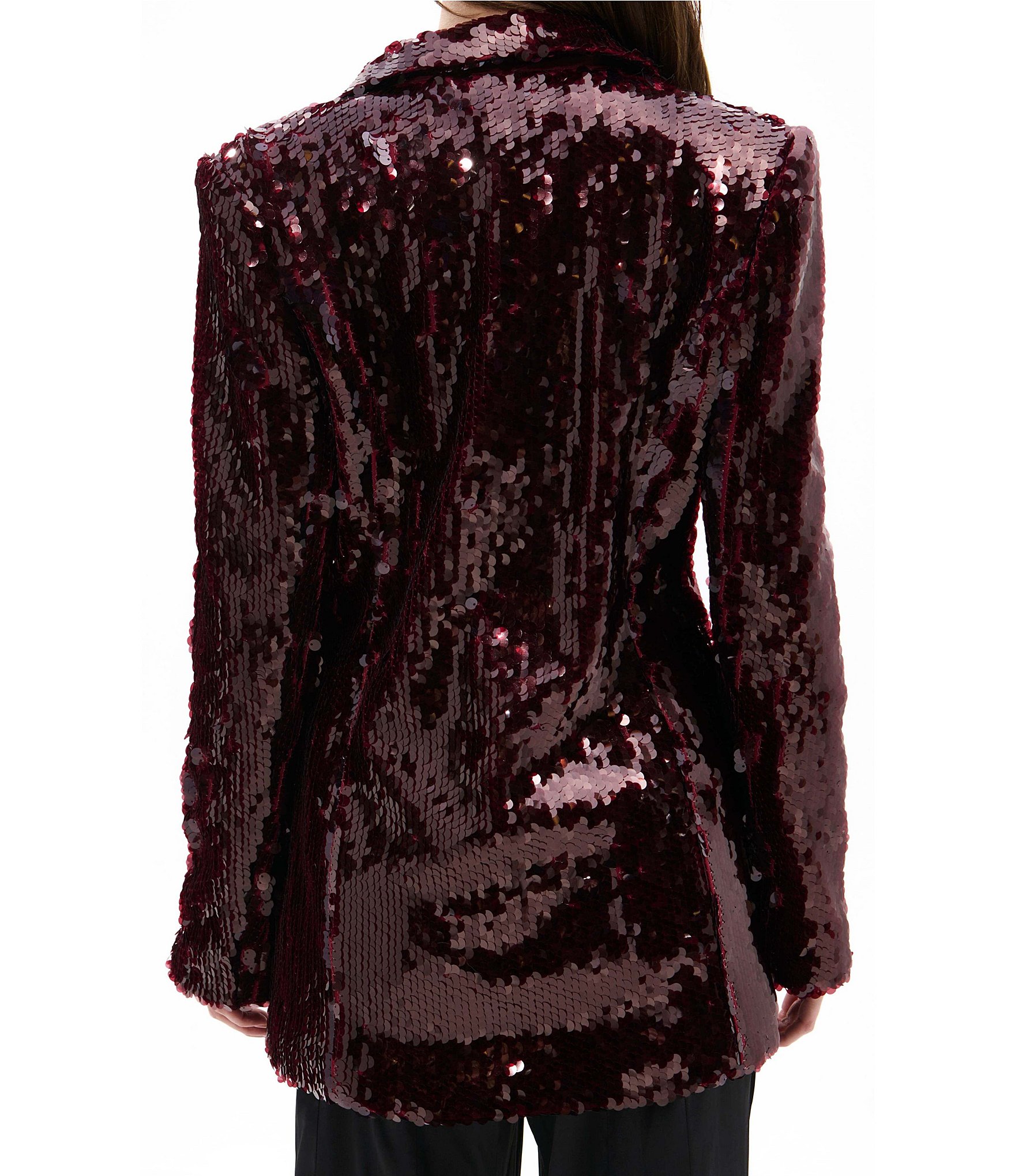 Azalea Wang Dubai Sequin Notch Collar Button Front Blazer