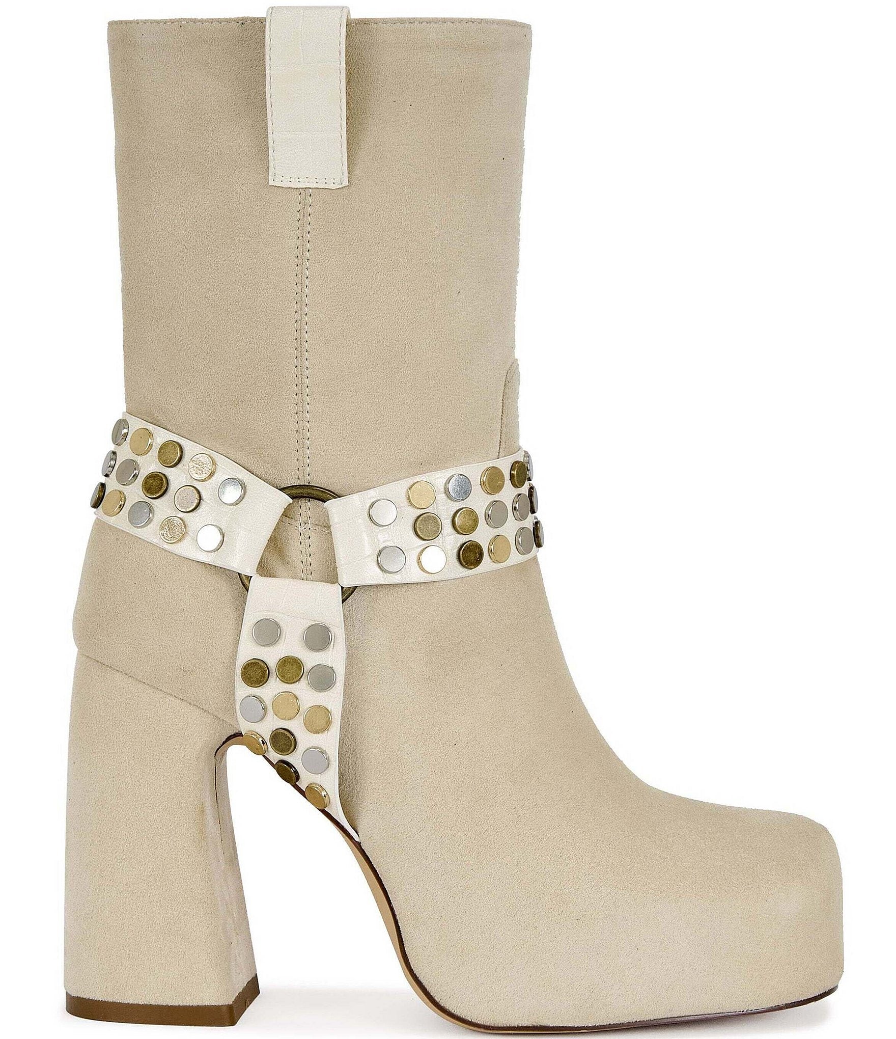 Azalea Wang Dyzma Soft Studded Harness Overlasted Platform Booties