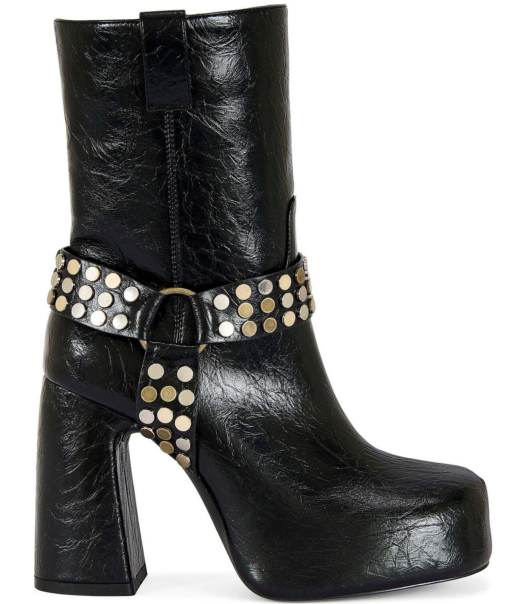 Azalea Wang Dyzma Studded Harness Overlasted Platform Booties