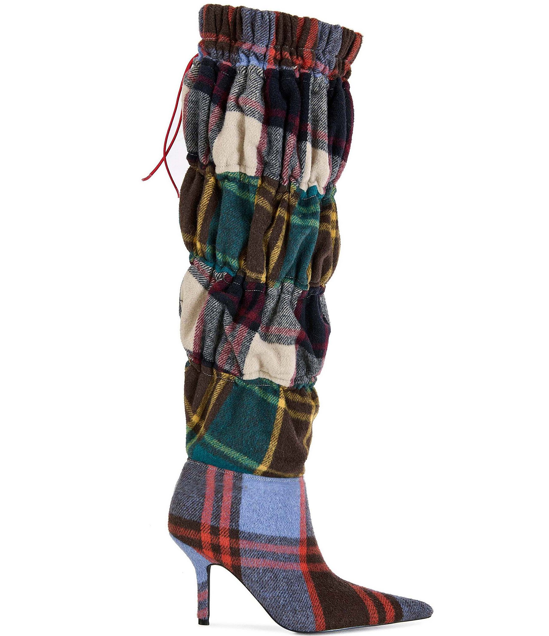 Azalea Wang Elodie Plaid Flannel Over The Knee Boots