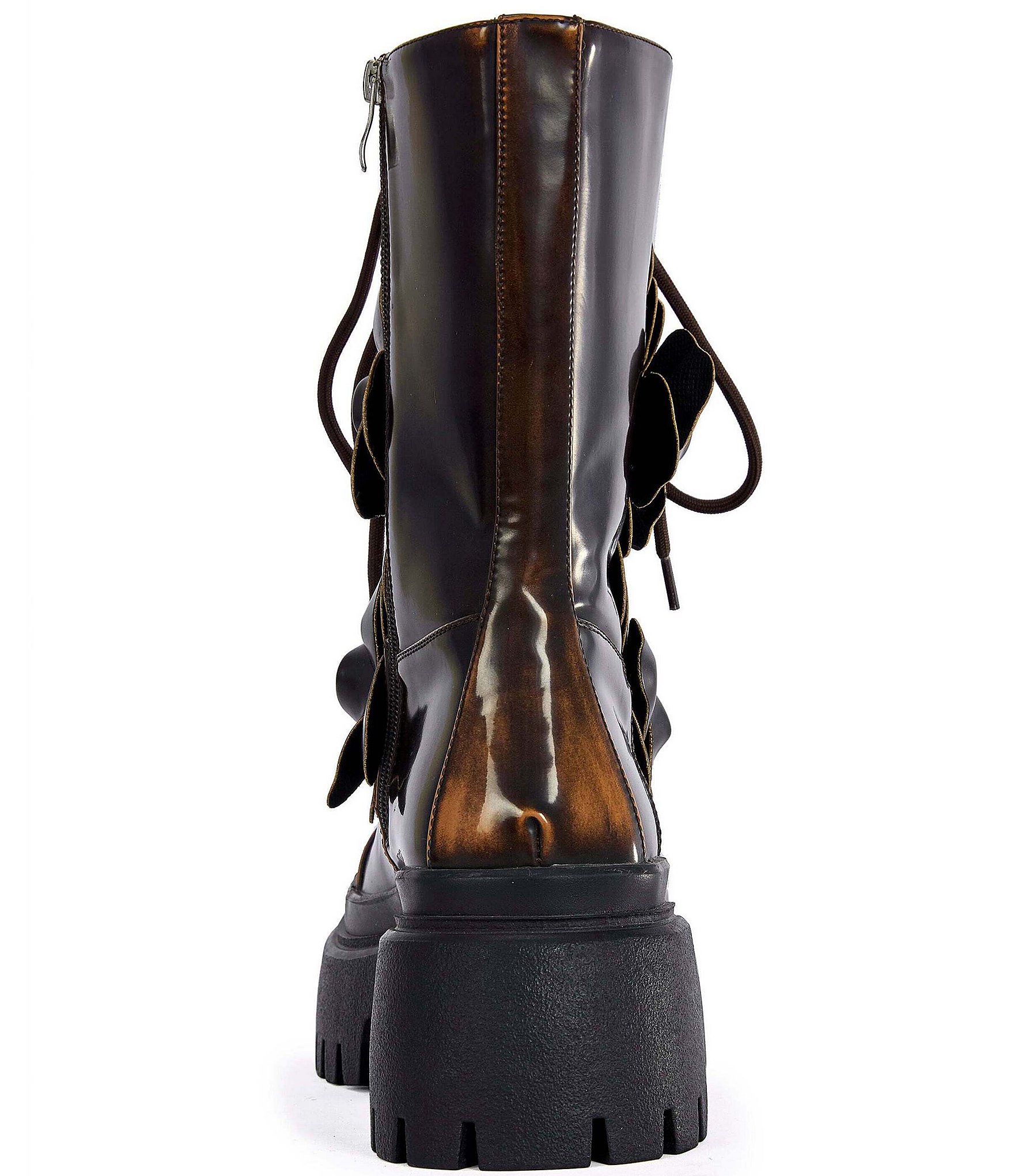 Azalea Wang Etra Applique Flowers Combat Mid Boots